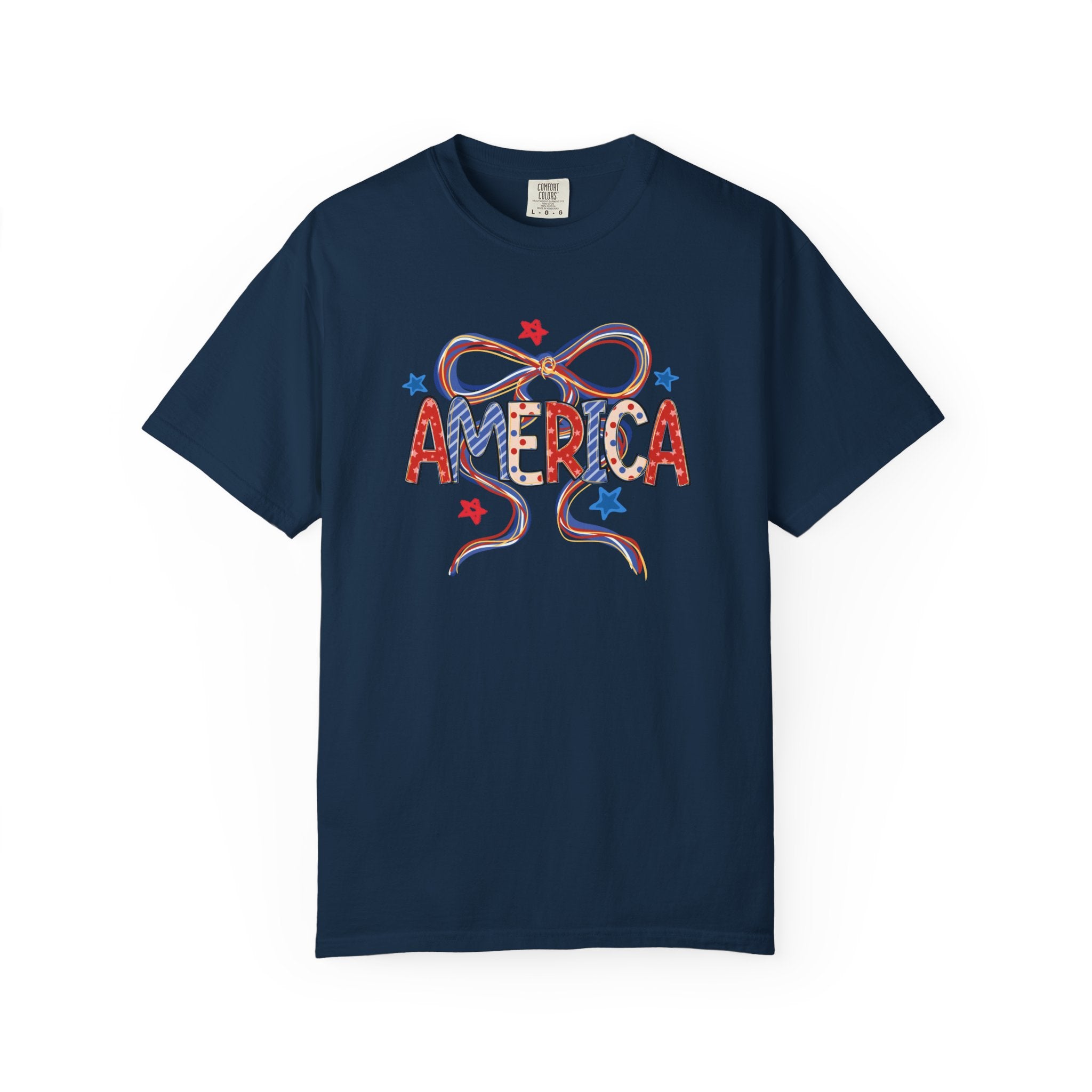 Preppy America Coquette Tee | Patriotic Bow Graphic T-Shirt