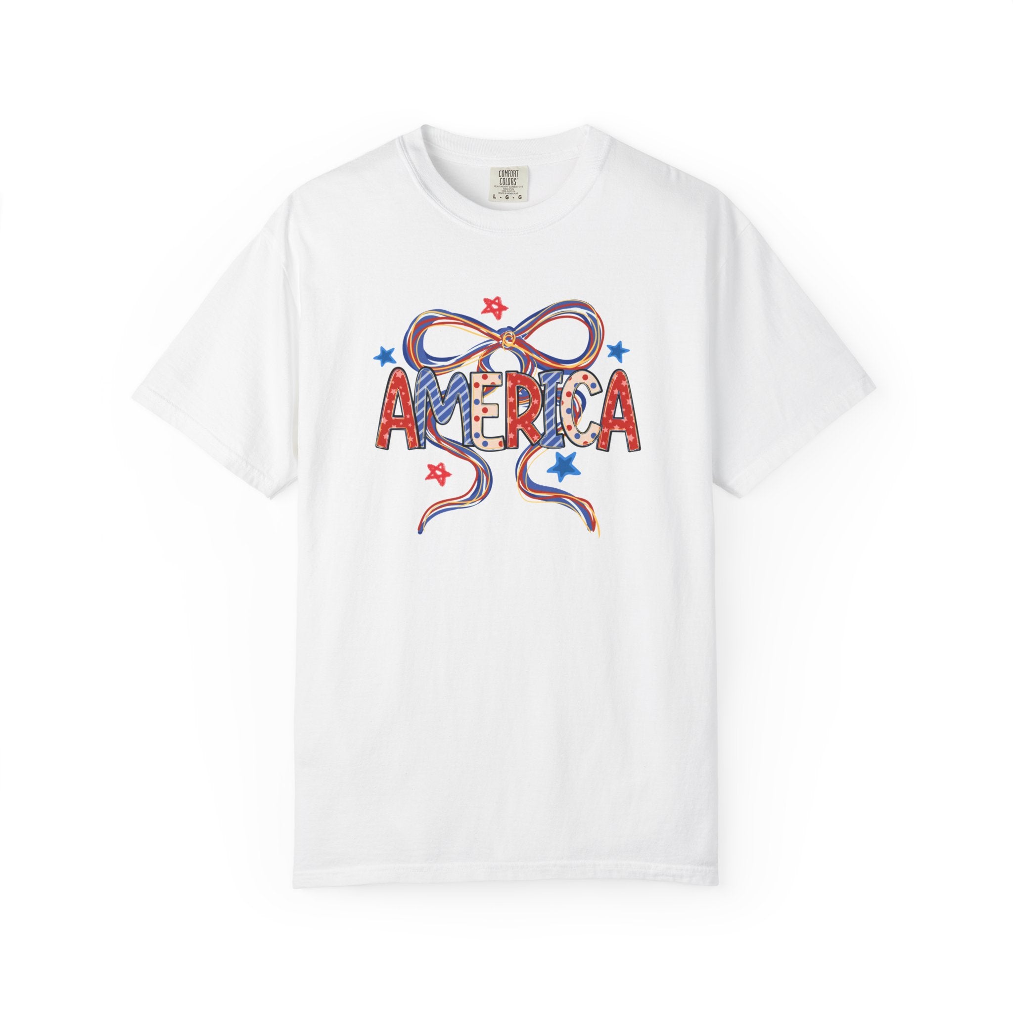 Preppy America Coquette Tee | Patriotic Bow Graphic T-Shirt