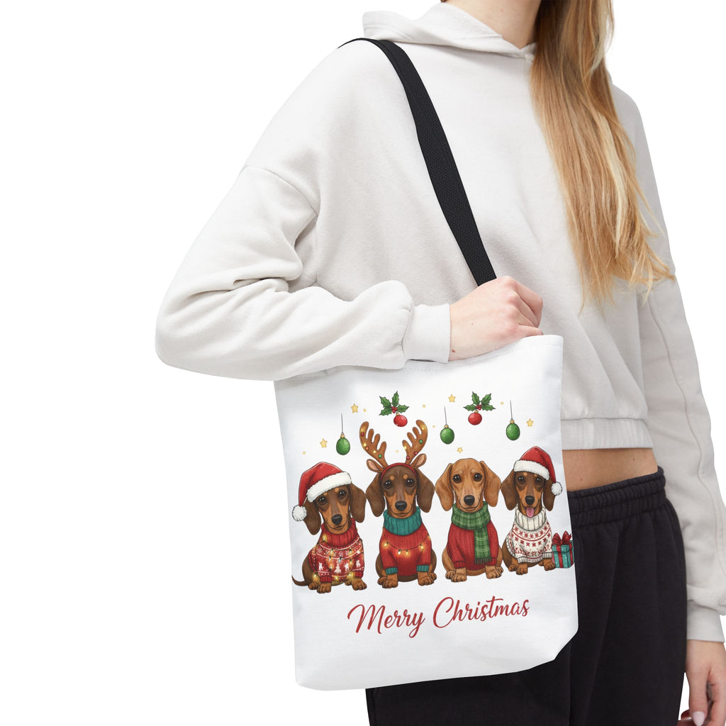 Dachshund Christmas Tote – Canvas Bag with Cute Holiday Dog Design
