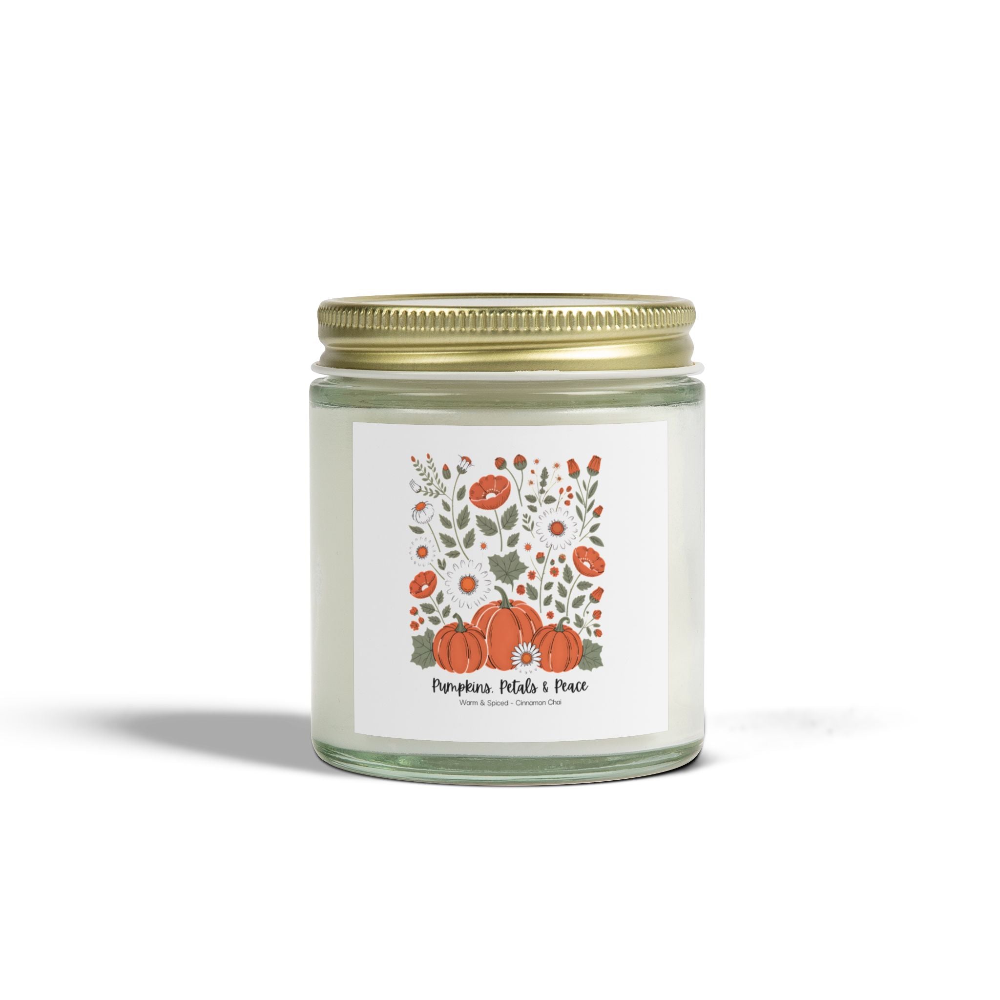 Pumpkins Petals & Peace Candle | Cinnamon Chai Scented Fall Candle | Cozy Home Décor Gift for Her