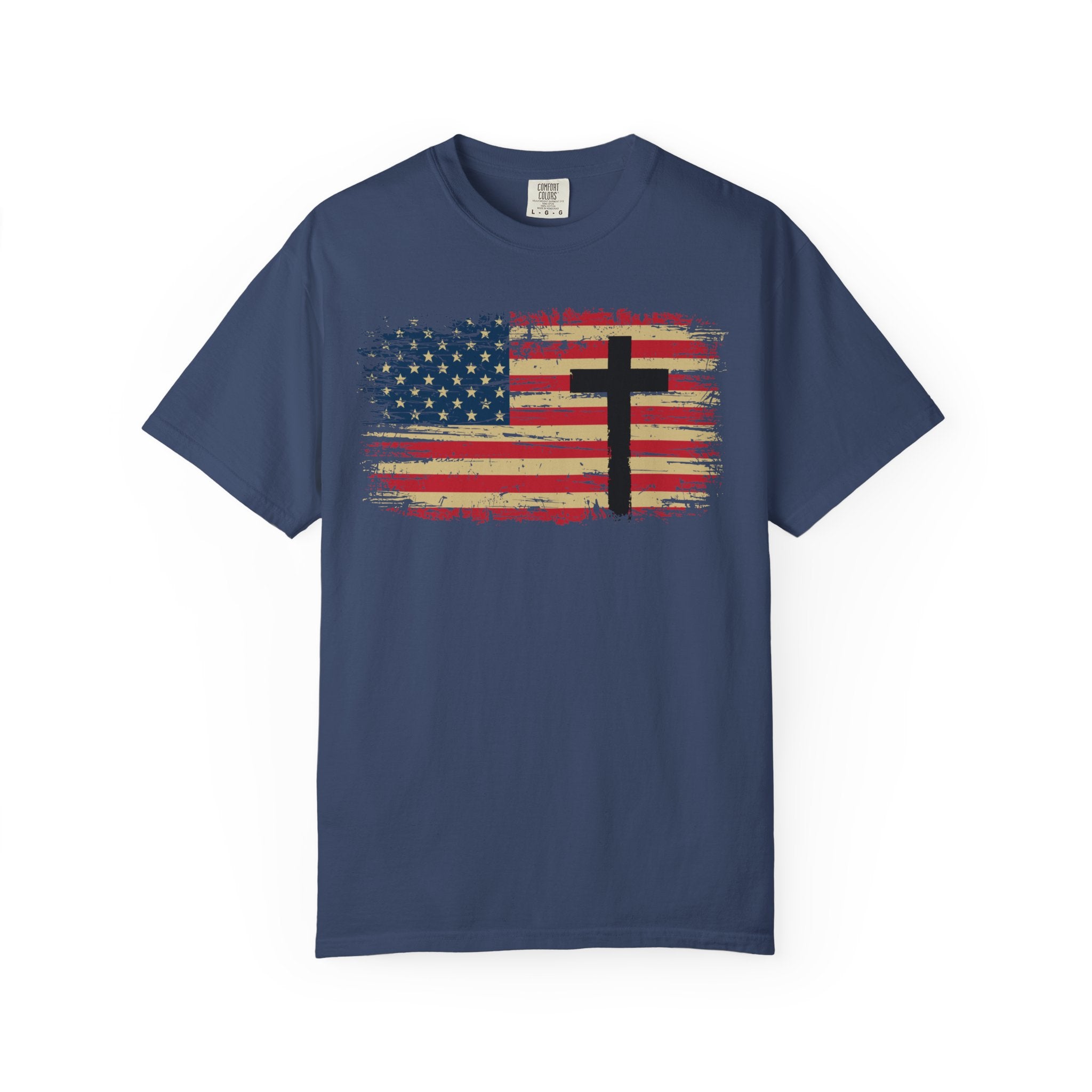 American Flag Cross Christian T-Shirt – Faith & Freedom Patriotic Tee