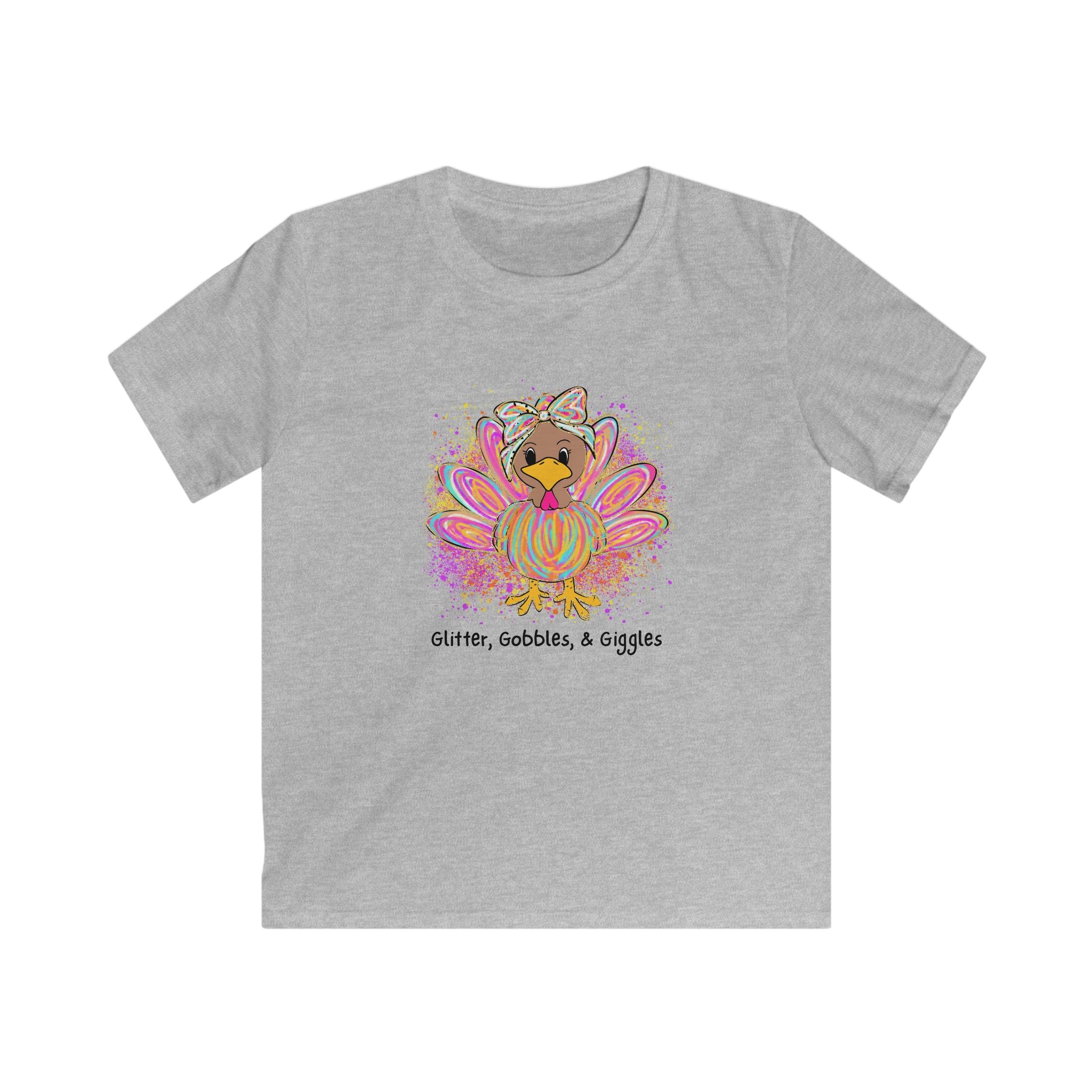 Kids Thanksgiving T-Shirt | Glitter Gobbles & Giggles Tee | Cute Fall Kids Clothing for Family Gatherings