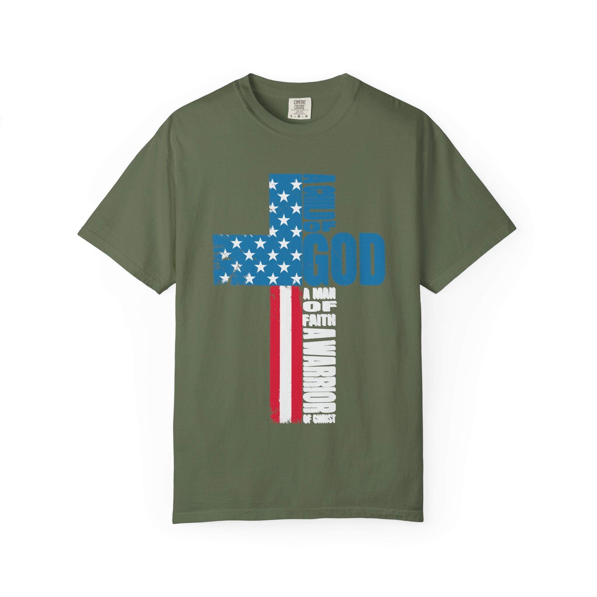 Faith Cross Patriotic T-Shirt | Warrior of Christ Christian Tee for Men & Women