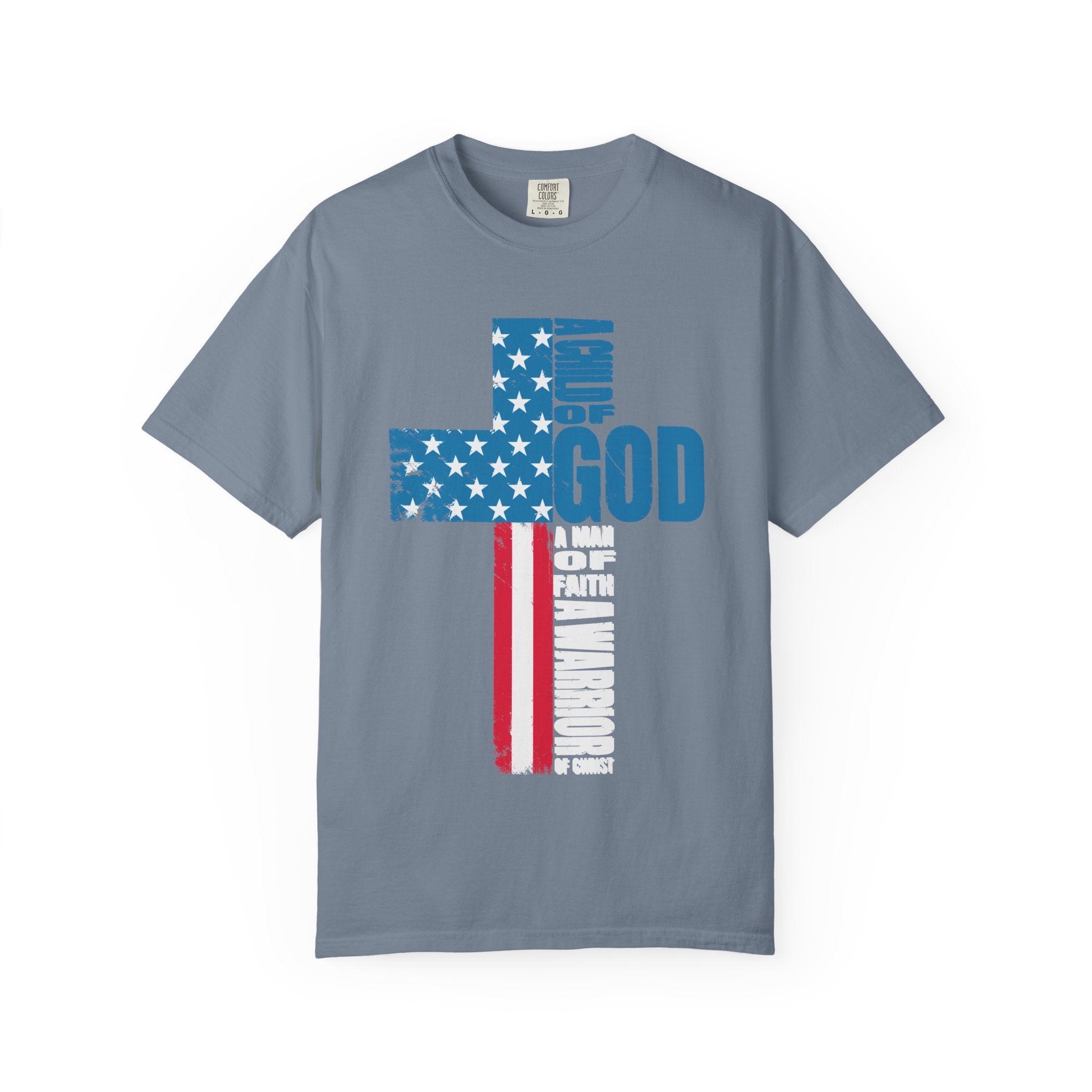 Faith Cross Patriotic T-Shirt | Warrior of Christ Christian Tee for Men & Women