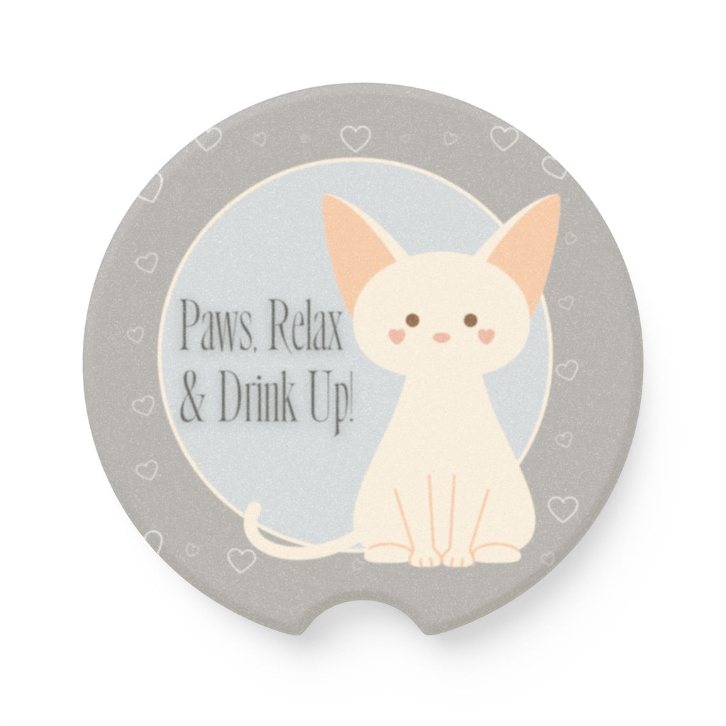 Paws, Relax & Drink Up – Cat Lover Soapstone Car Coaster
