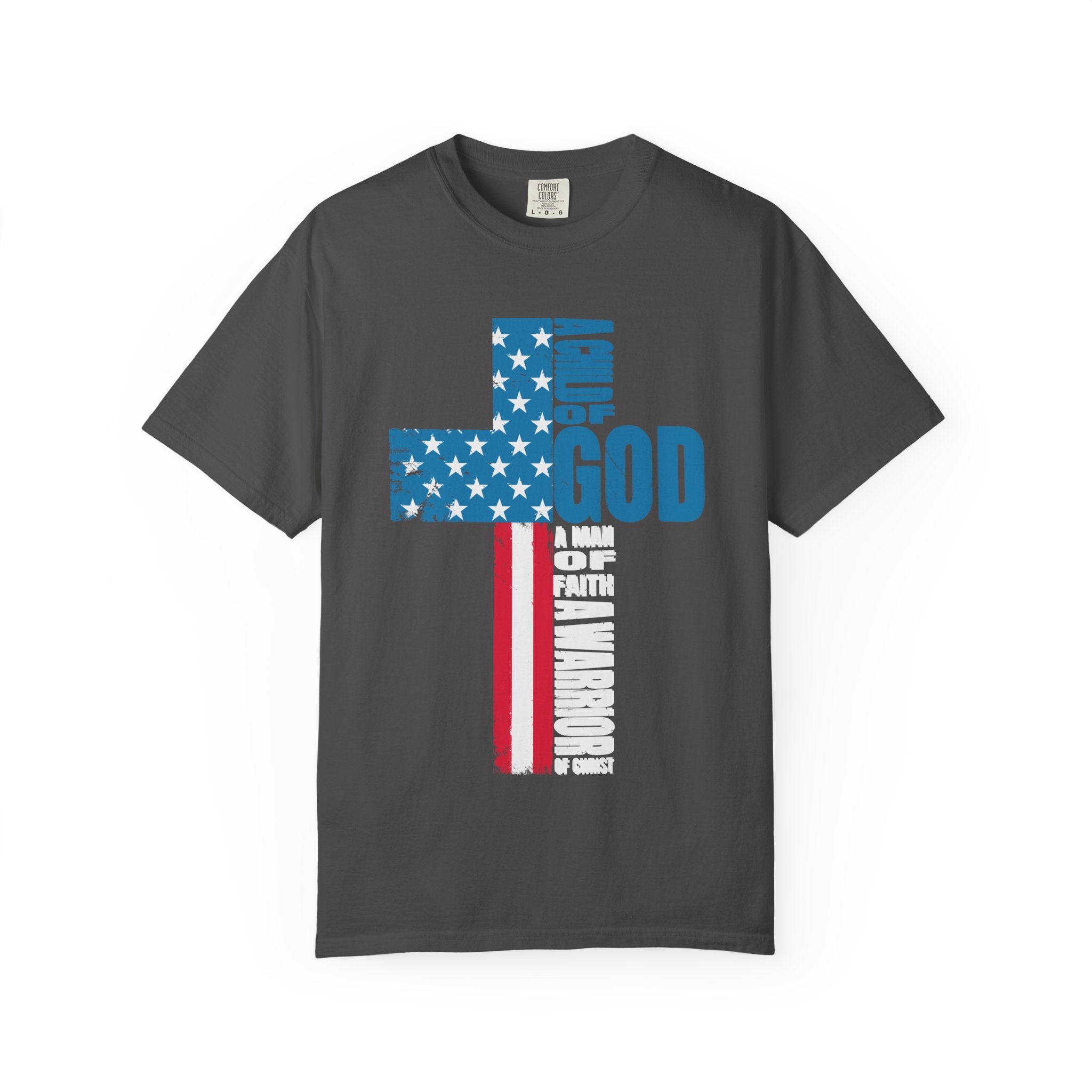 Faith Cross Patriotic T-Shirt | Warrior of Christ Christian Tee for Men & Women