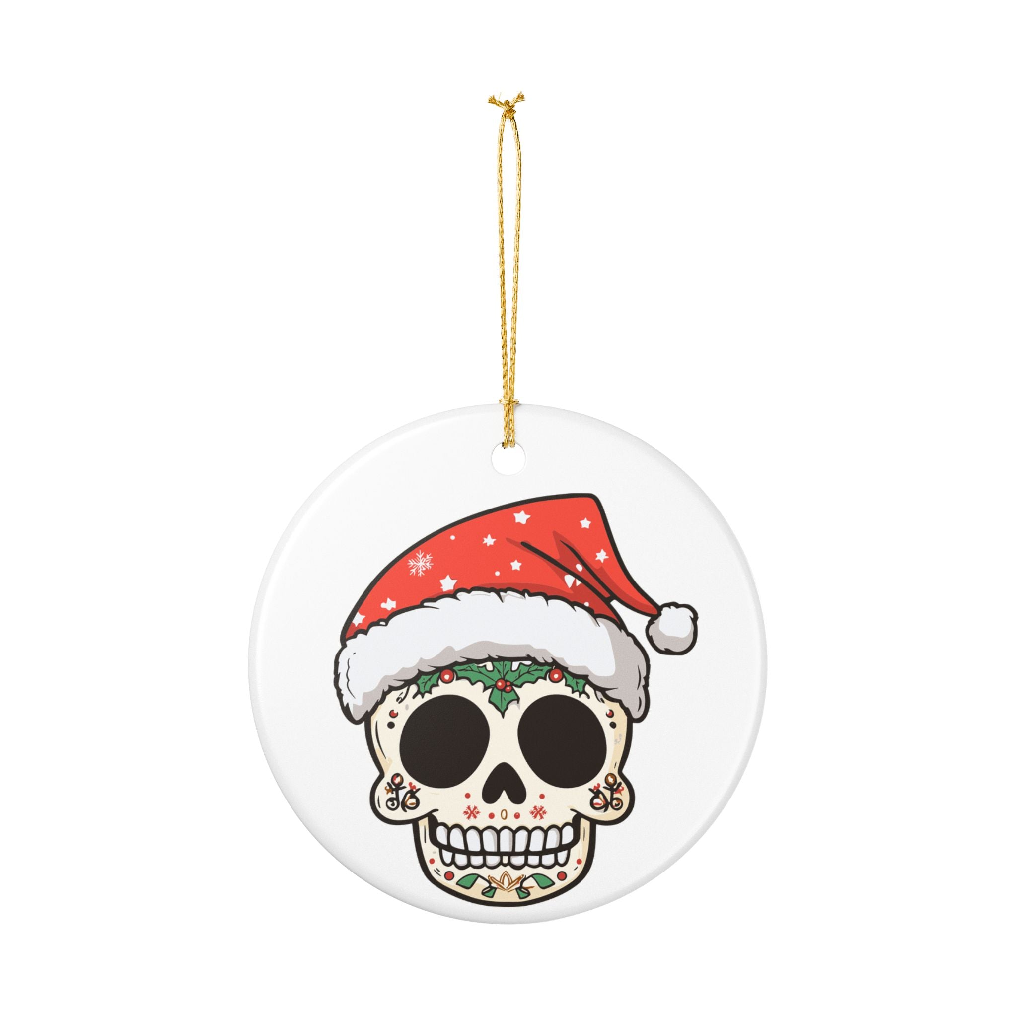 Skull Head Christmas Ornament|White Ceramic