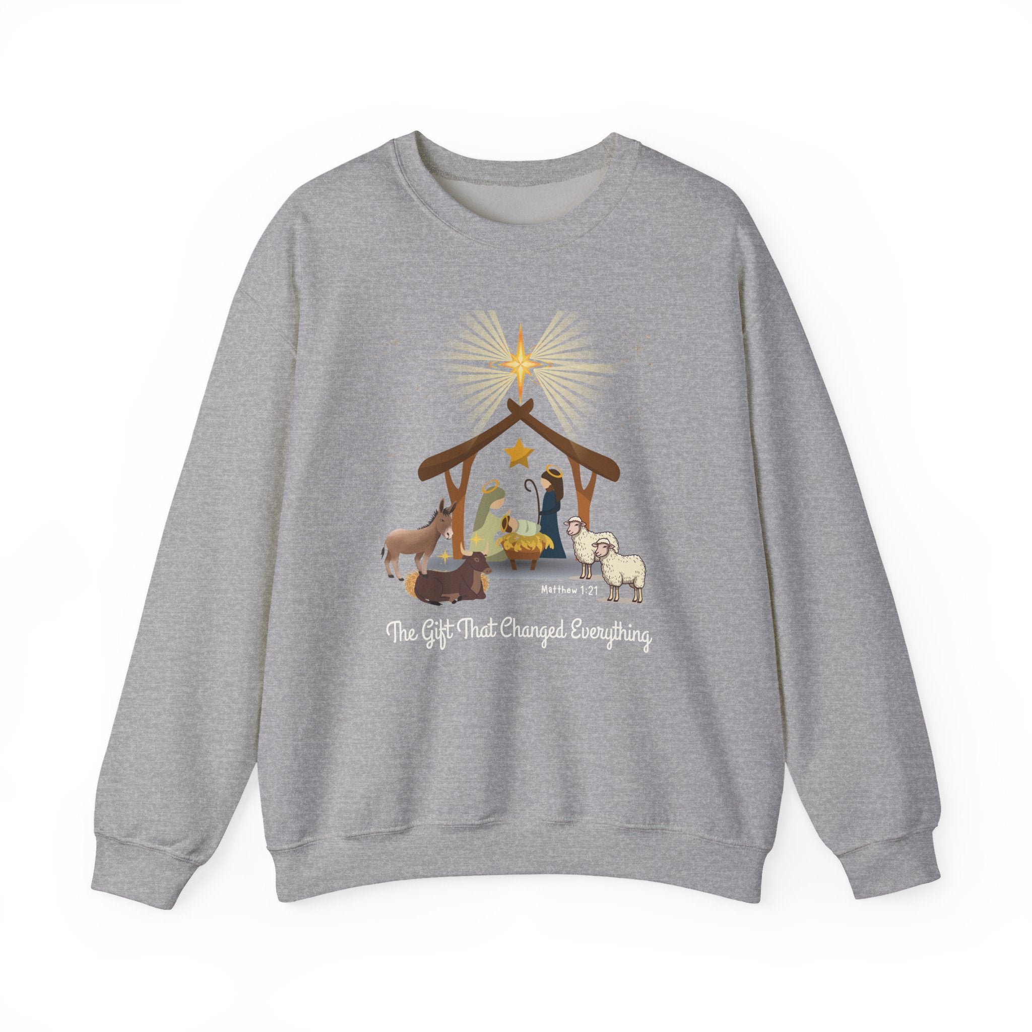 The Gift That Changed Everything Sweatshirt | Christian Nativity Christmas Crewneck | Religious Holiday Sweater