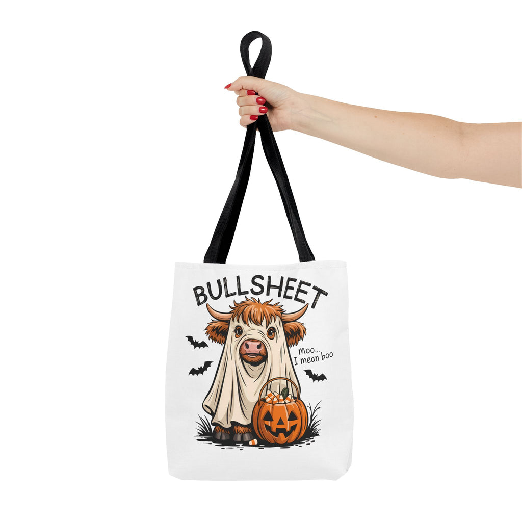 Bullsheet Halloween Canvas Tote Bag – Highland Cow Trick-or-Treat Bag
