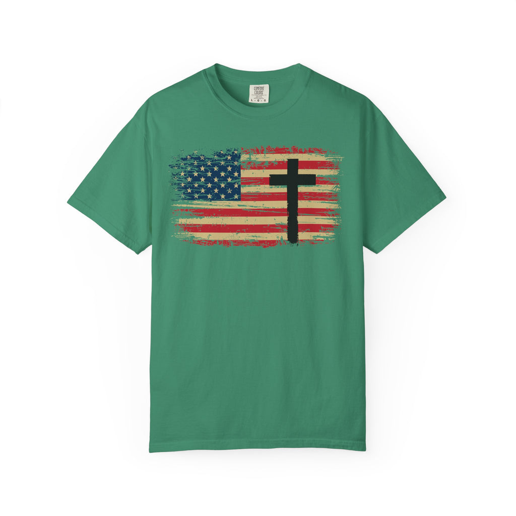 American Flag Cross Christian T-Shirt – Faith & Freedom Patriotic Tee