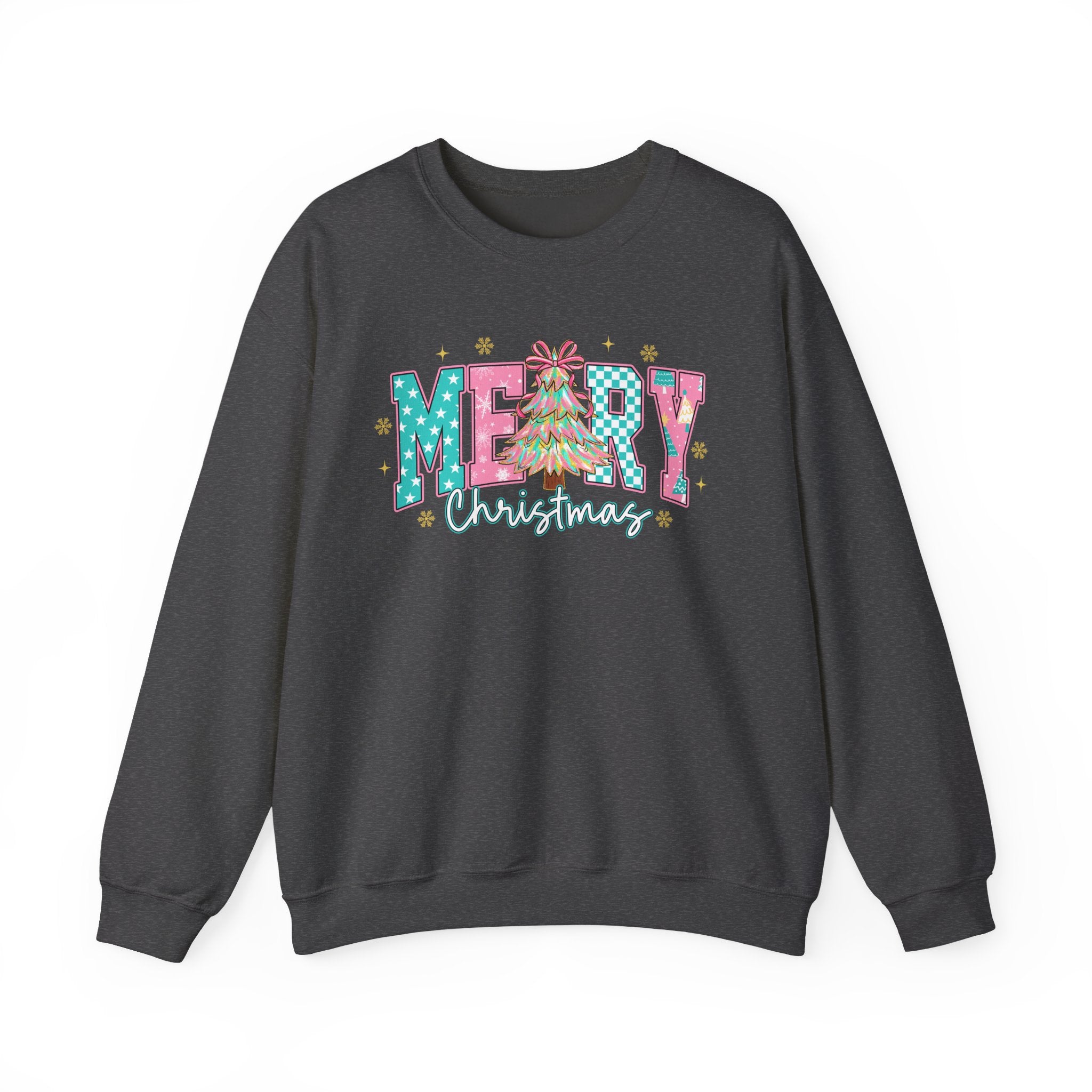 Merry Christmas Sweatshirt | Preppy Pink Christmas Sweater | Cozy Holiday Crewneck for Women