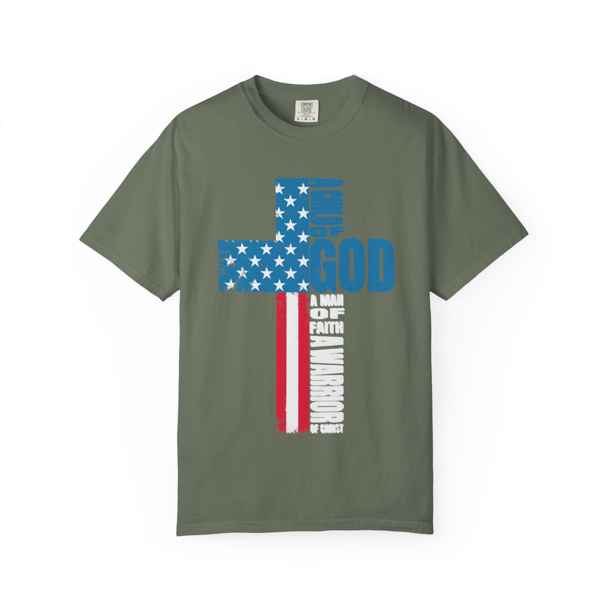 Faith Cross Patriotic T-Shirt | Warrior of Christ Christian Tee for Men & Women