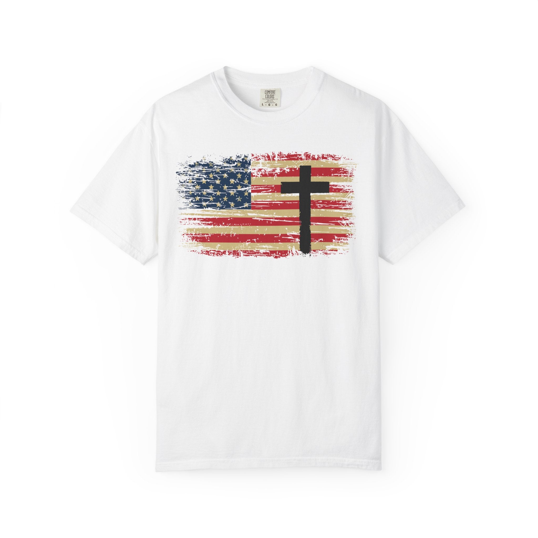 American Flag Cross Christian T-Shirt – Faith & Freedom Patriotic Tee