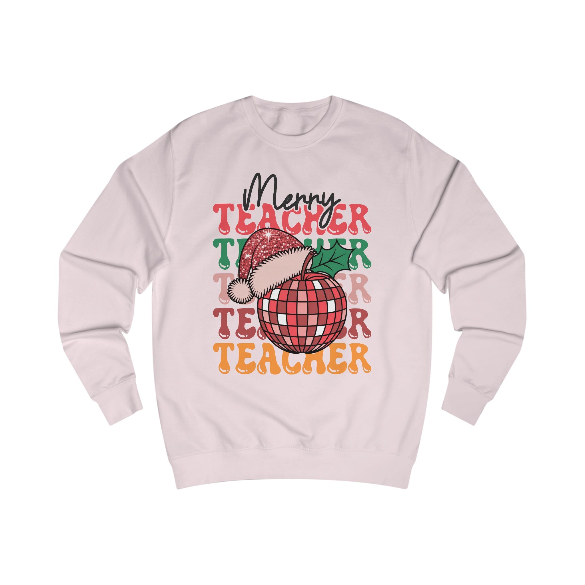 Merry Teacher Christmas Shirt | Retro Disco Apple Design for Educators