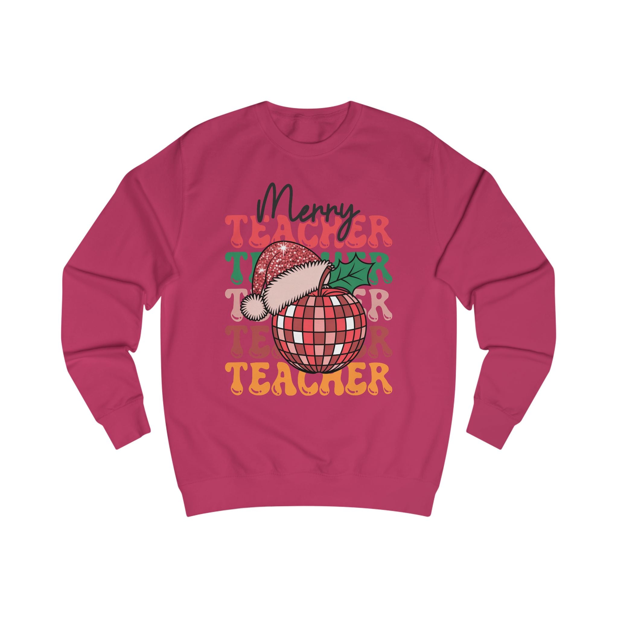 Merry Teacher Christmas Shirt | Retro Disco Apple Design for Educators