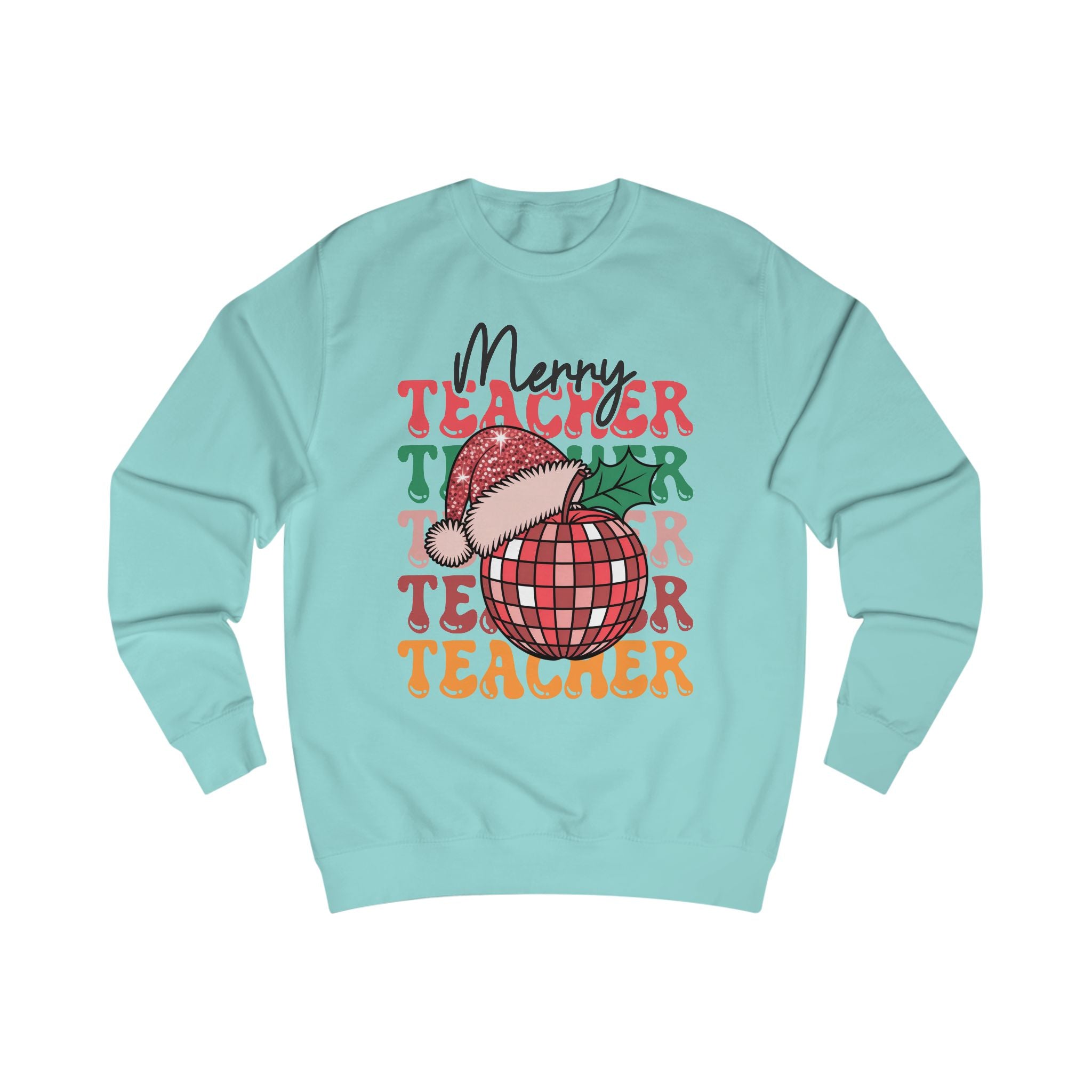 Merry Teacher Christmas Shirt | Retro Disco Apple Design for Educators
