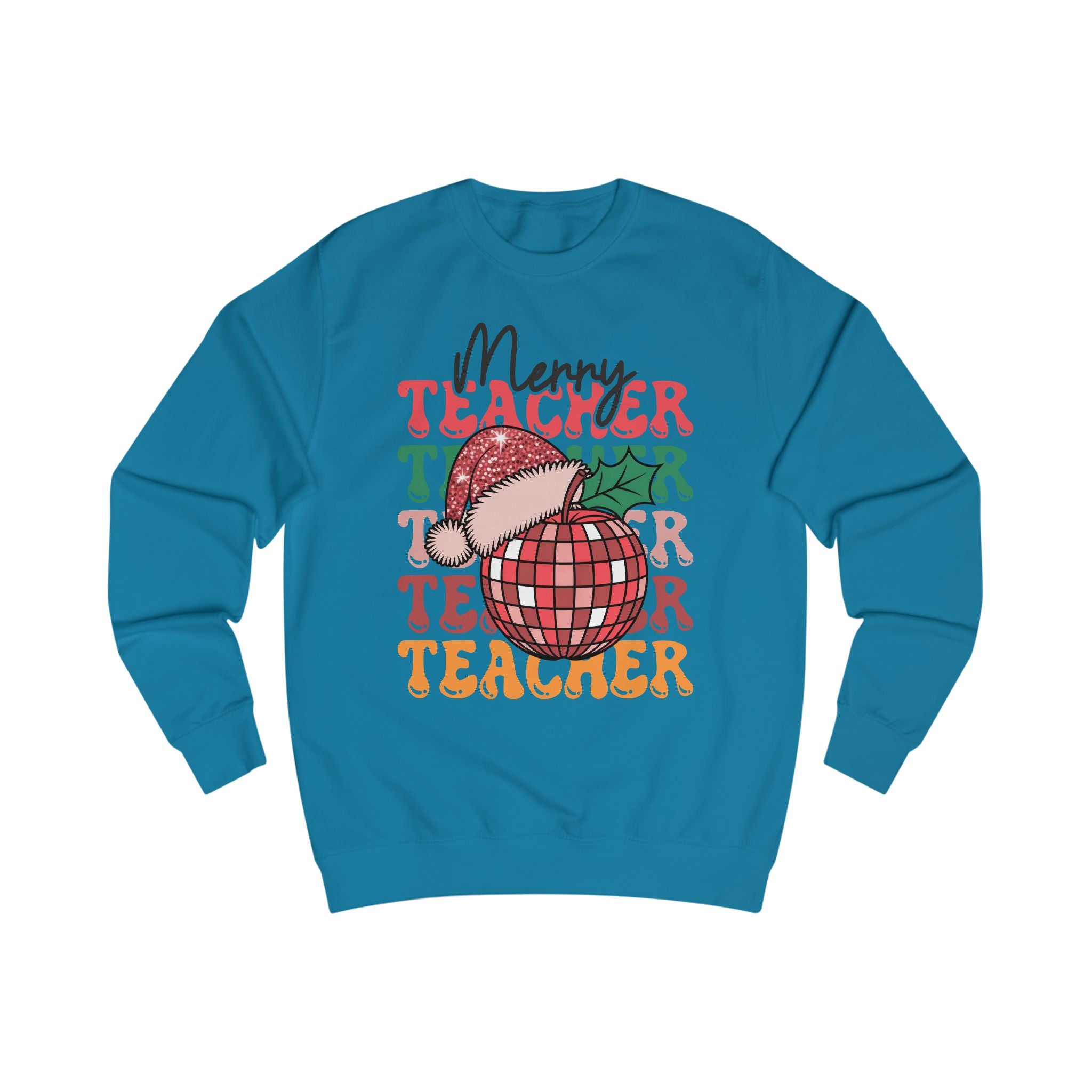 Merry Teacher Christmas Shirt | Retro Disco Apple Design for Educators