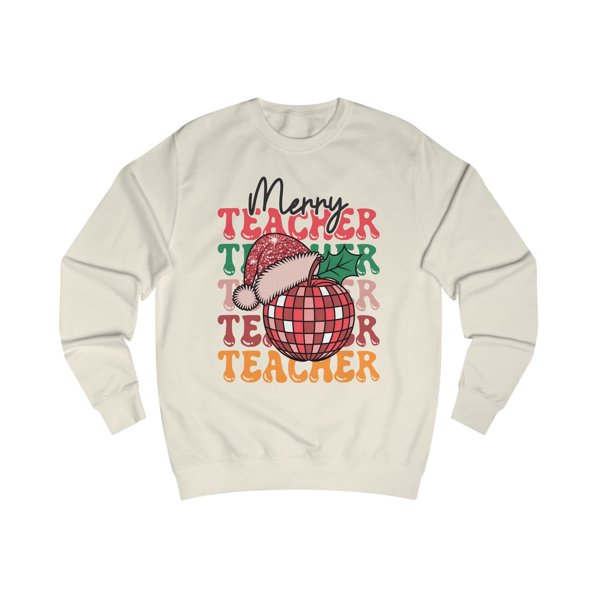 Merry Teacher Christmas Shirt | Retro Disco Apple Design for Educators