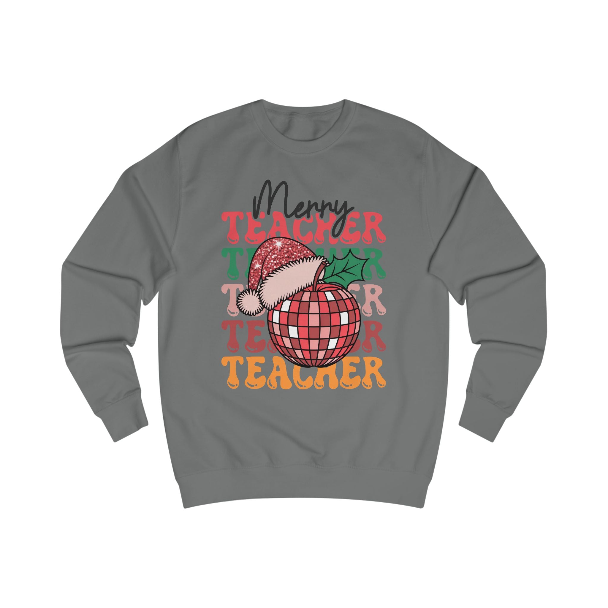 Merry Teacher Christmas Shirt | Retro Disco Apple Design for Educators