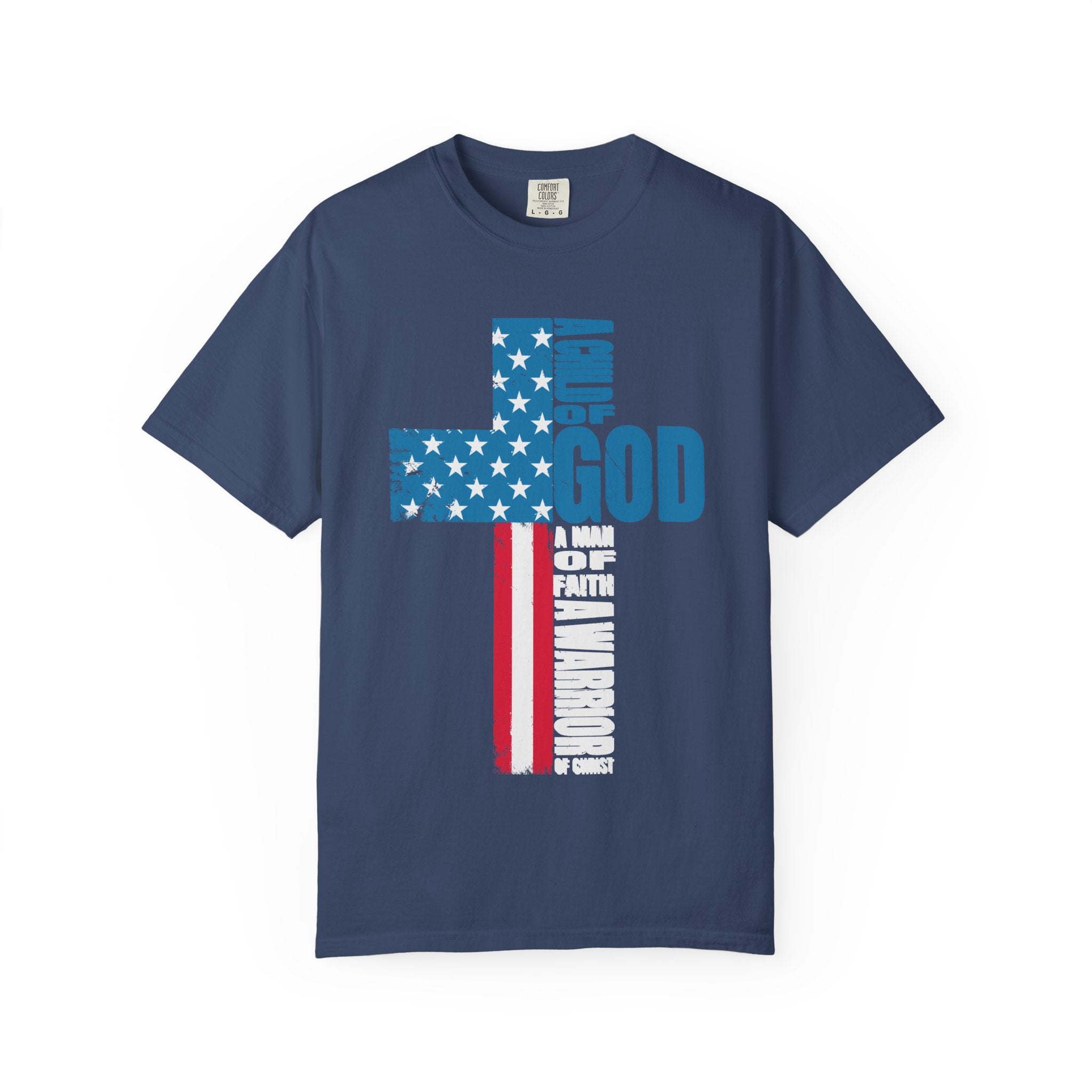 Faith Cross Patriotic T-Shirt | Warrior of Christ Christian Tee for Men & Women