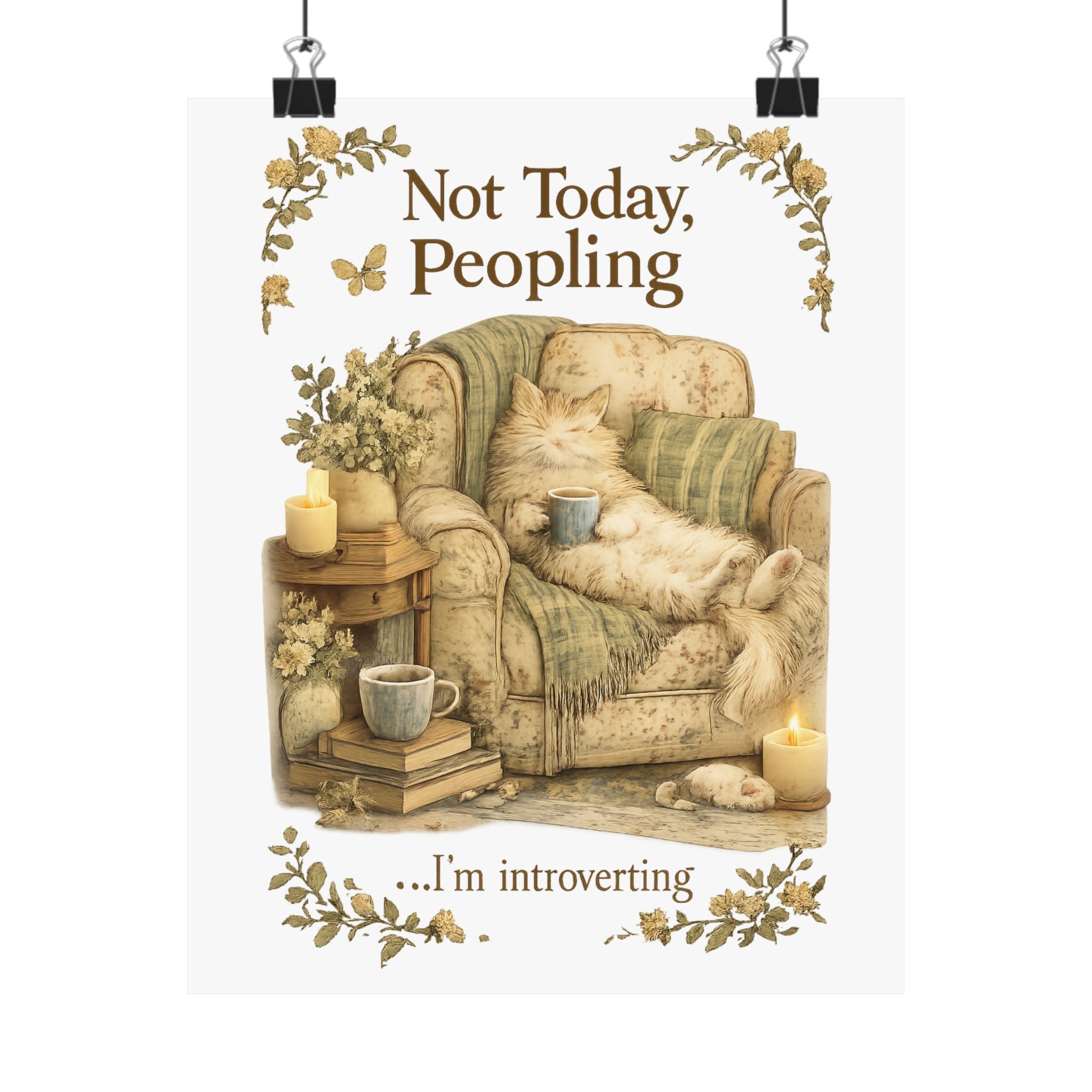 Not Today, Peopling – Funny Introvert Cat Wall Art Printable