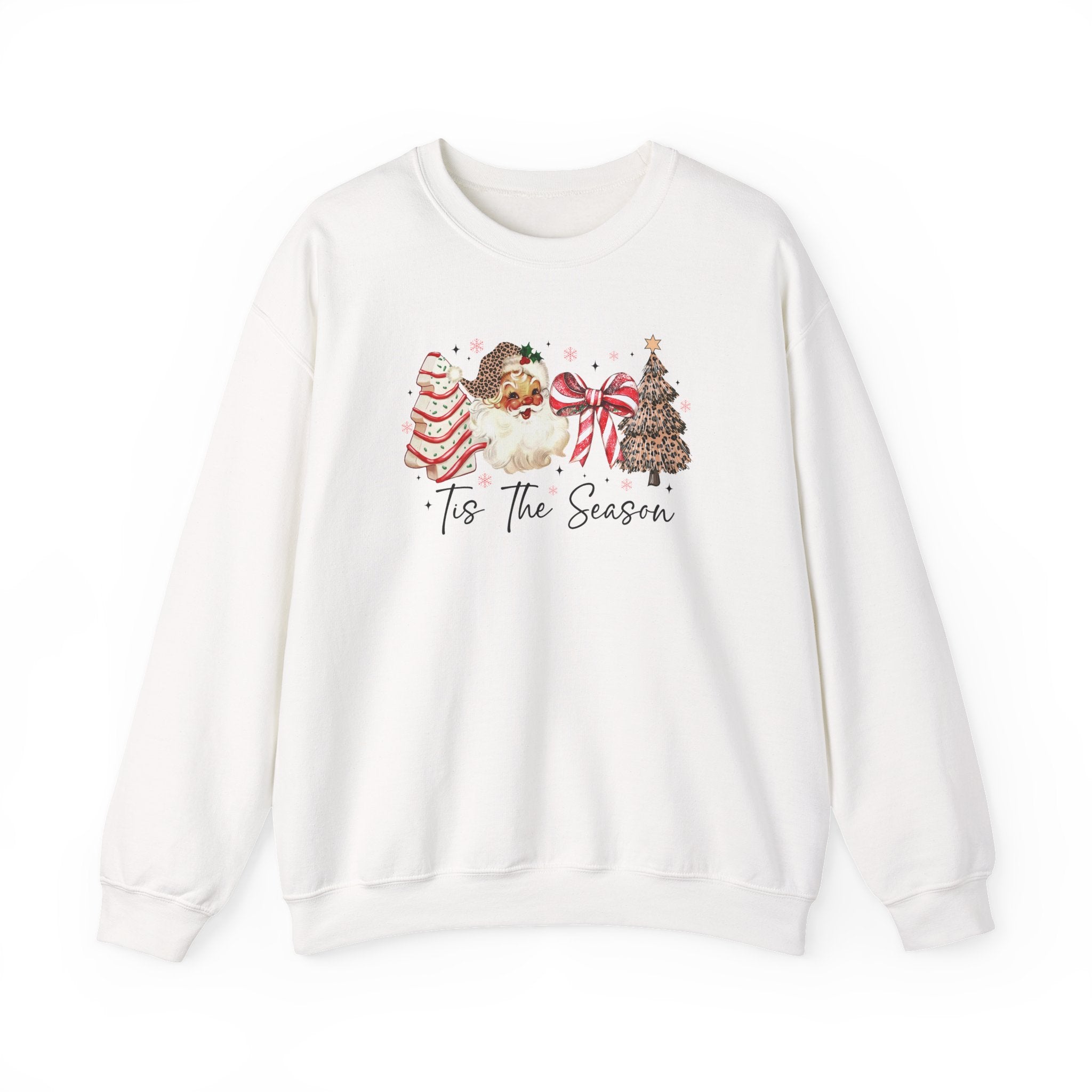 Tis the Season Shirt – Vintage Leopard Santa Christmas Tee, Cute Holiday Shirt for Women, Retro Christmas Aesthetic Top