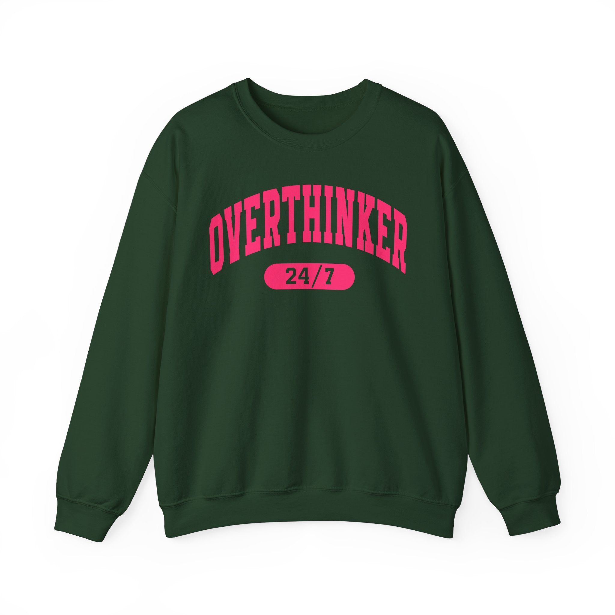 Overthinker 24/7 Sweatshirt – Funny Mental Health Graphic Crewneck for Women