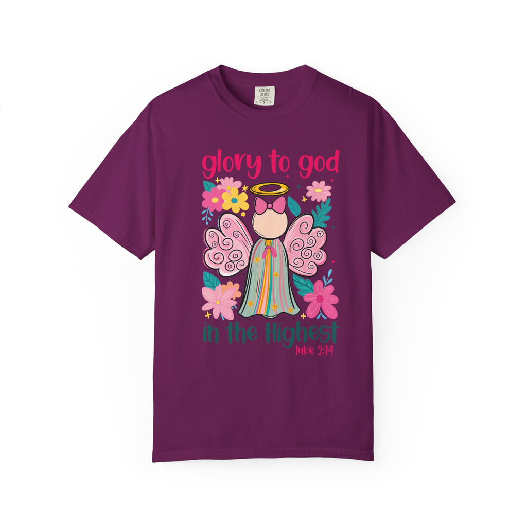 Glory to God in the Highest Christmas T-Shirt – Christian Angel Tee