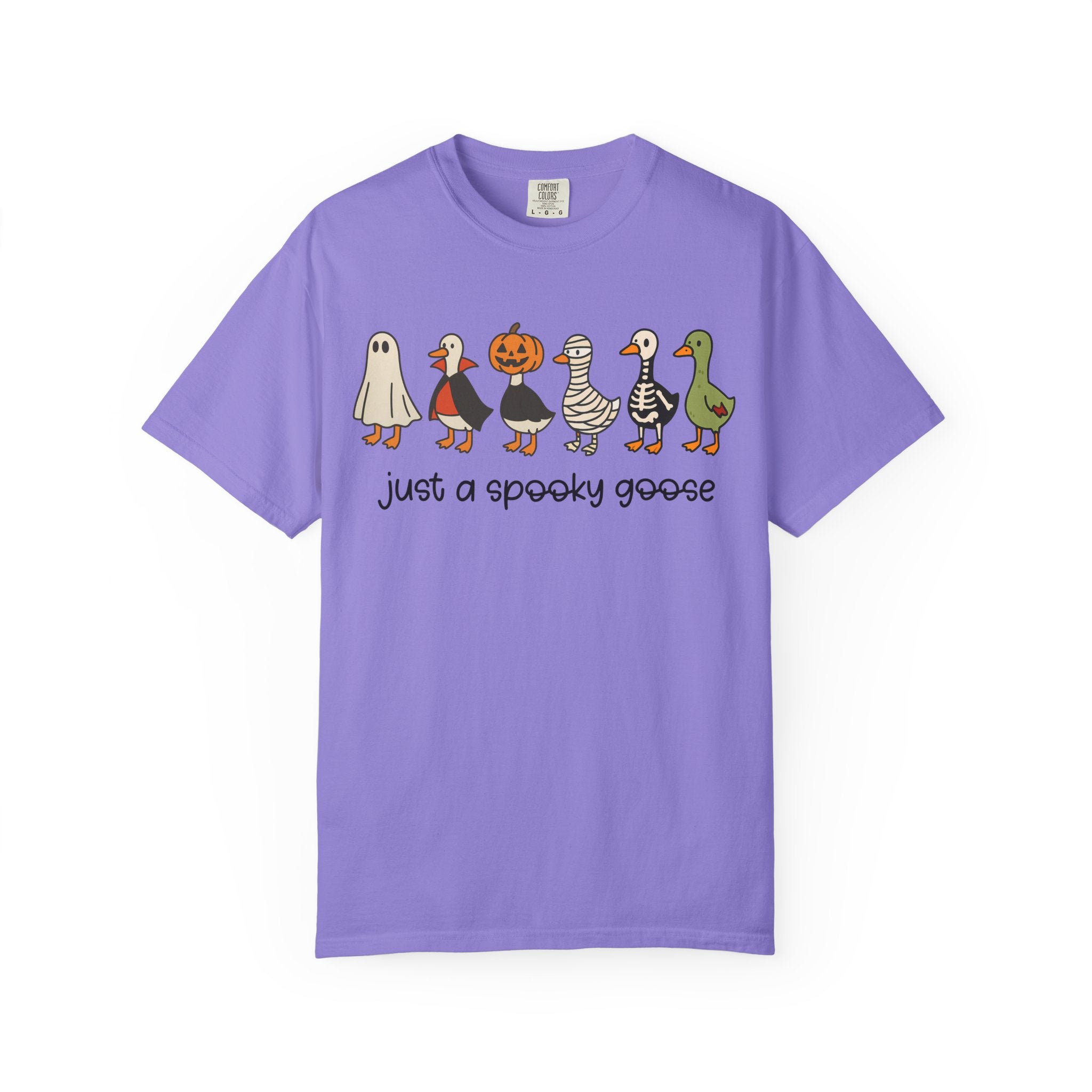 Just a Spooky Goose Halloween Shirt Comfort Colors Funny Fall Tee
