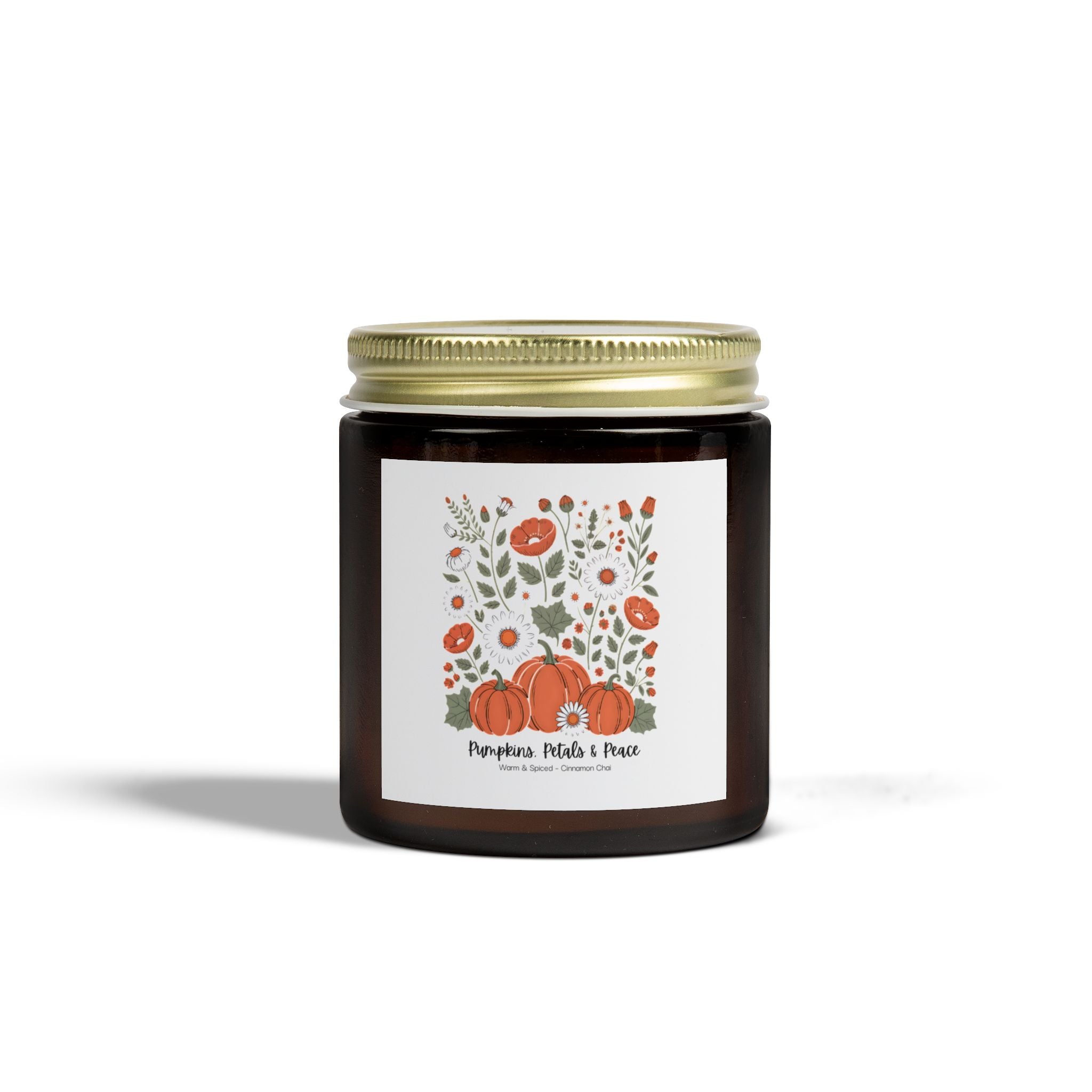Pumpkins Petals & Peace Candle | Cinnamon Chai Scented Fall Candle | Cozy Home Décor Gift for Her