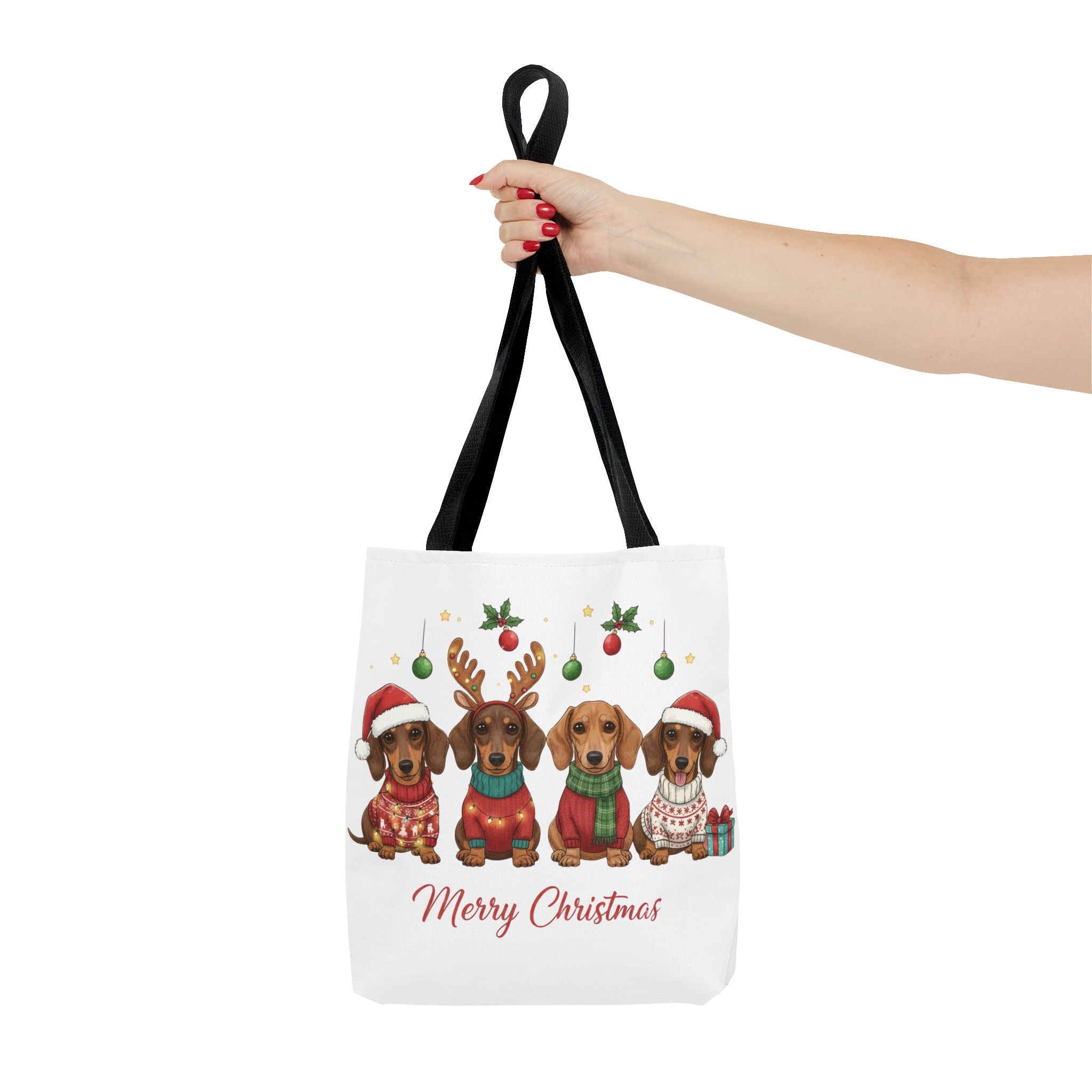 Dachshund Christmas Tote – Canvas Bag with Cute Holiday Dog Design