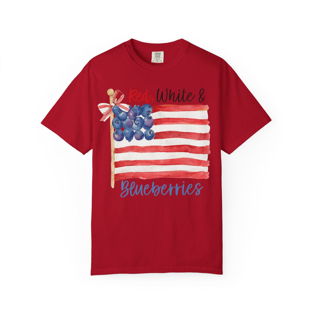 Red, White & Blueberries Tee – Patriotic Flag Shirt – Watercolor Americana
