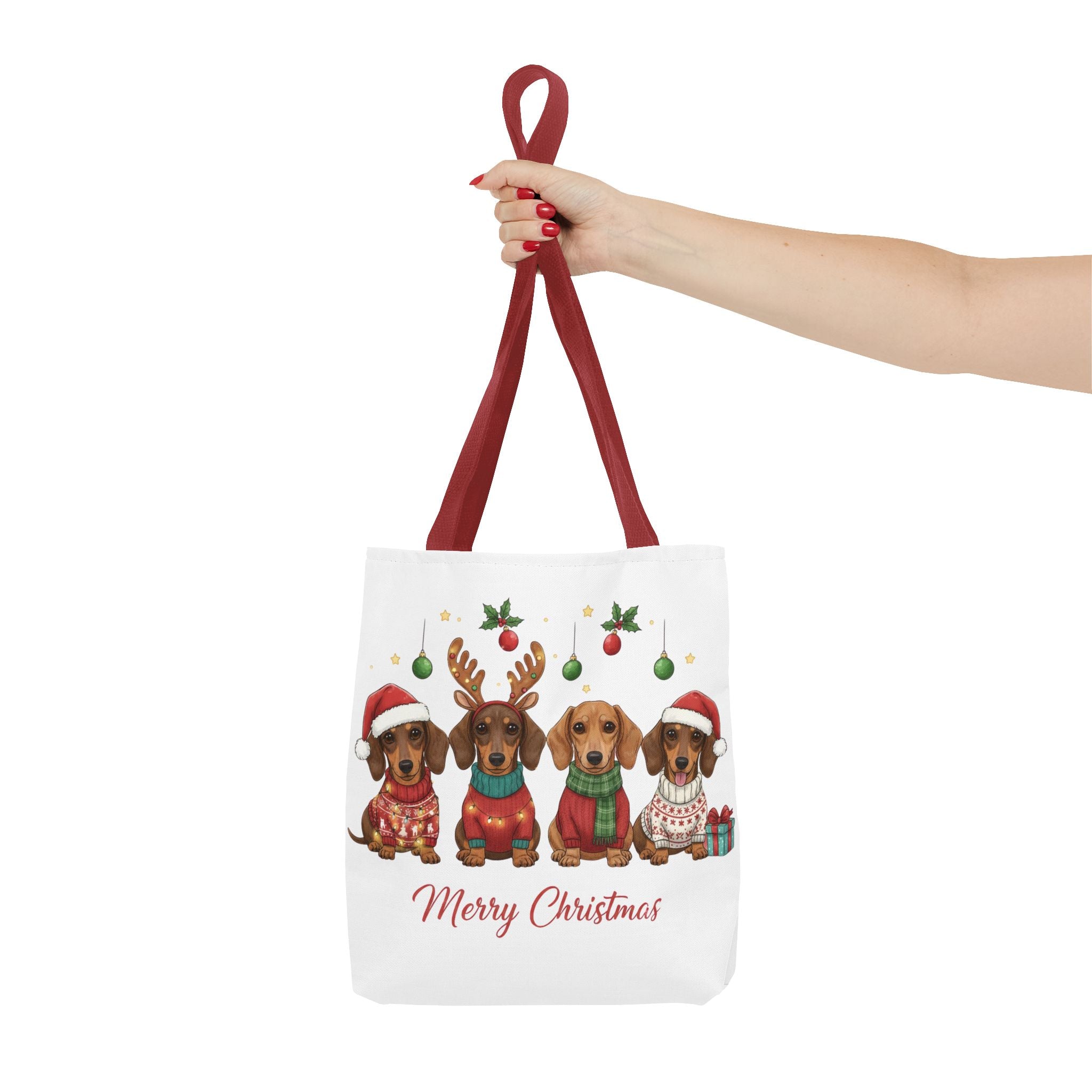 Dachshund Christmas Tote – Canvas Bag with Cute Holiday Dog Design