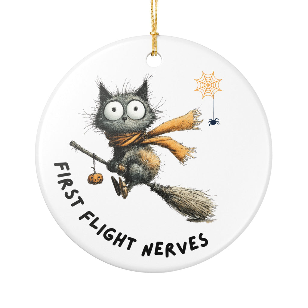First Flight Nerves Halloween Cat Ornament | Spooky Cat Lover Décor