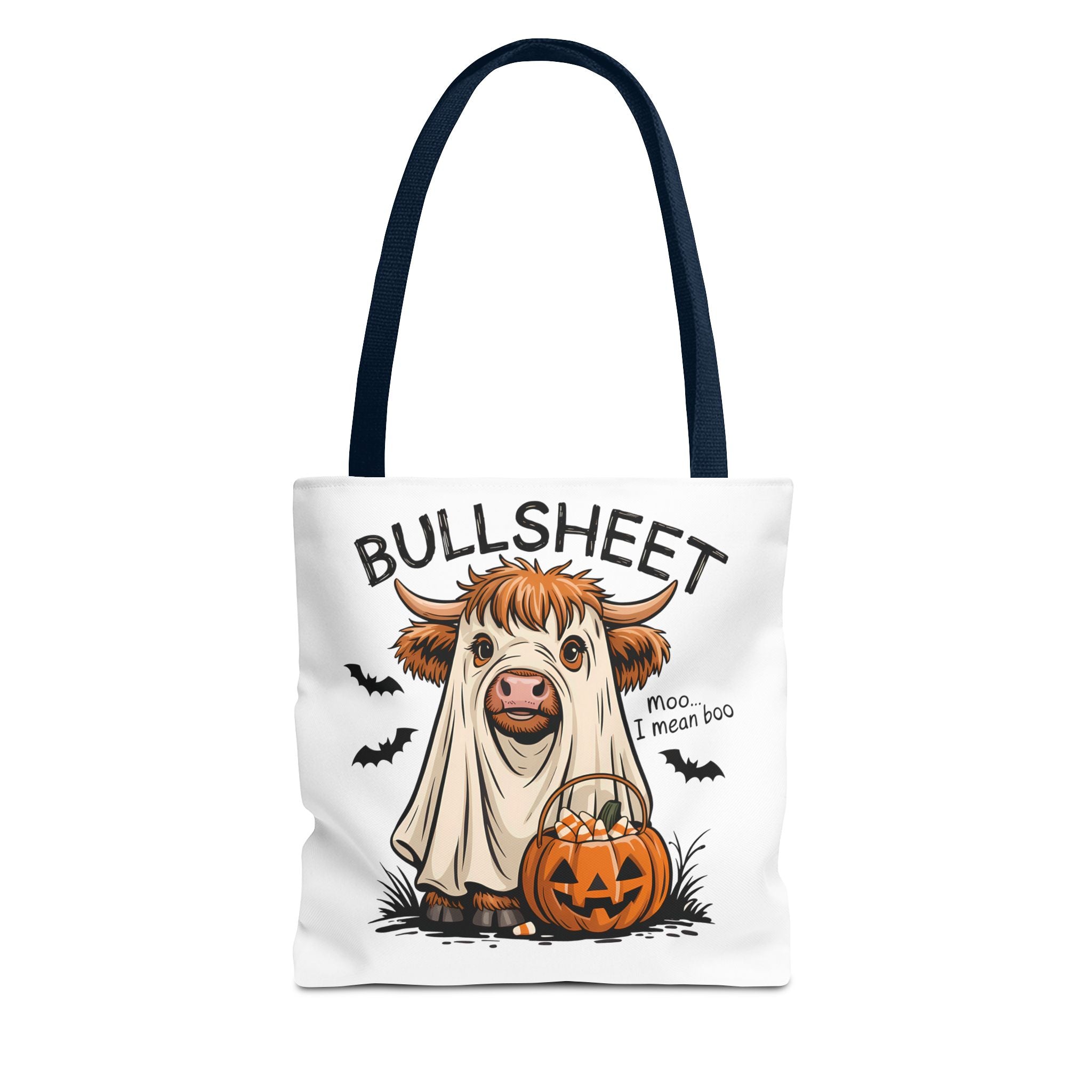 Bullsheet Halloween Canvas Tote Bag – Highland Cow Trick-or-Treat Bag