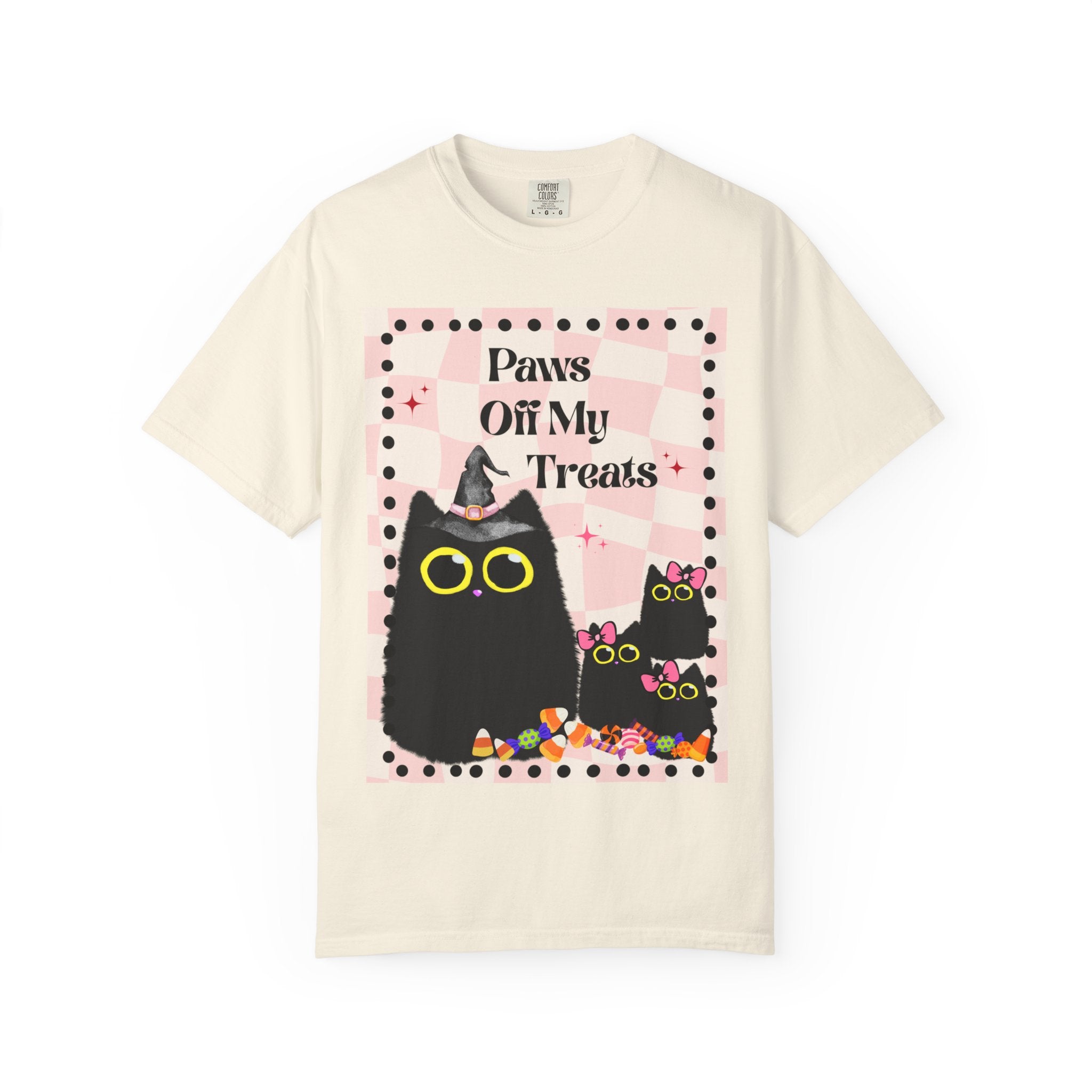 Paws Off My Treats Black Cat Halloween Shirt Comfort Colors Tee