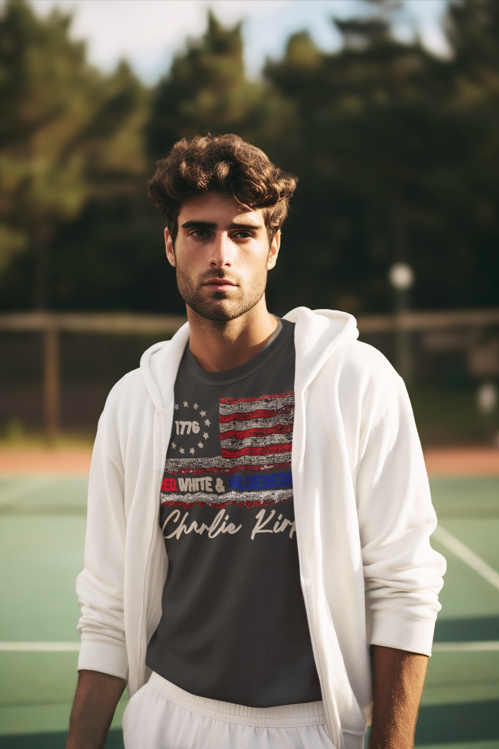 1776 Red White & Blueberries Shirt|Distressed American Flag Patriotic Tee