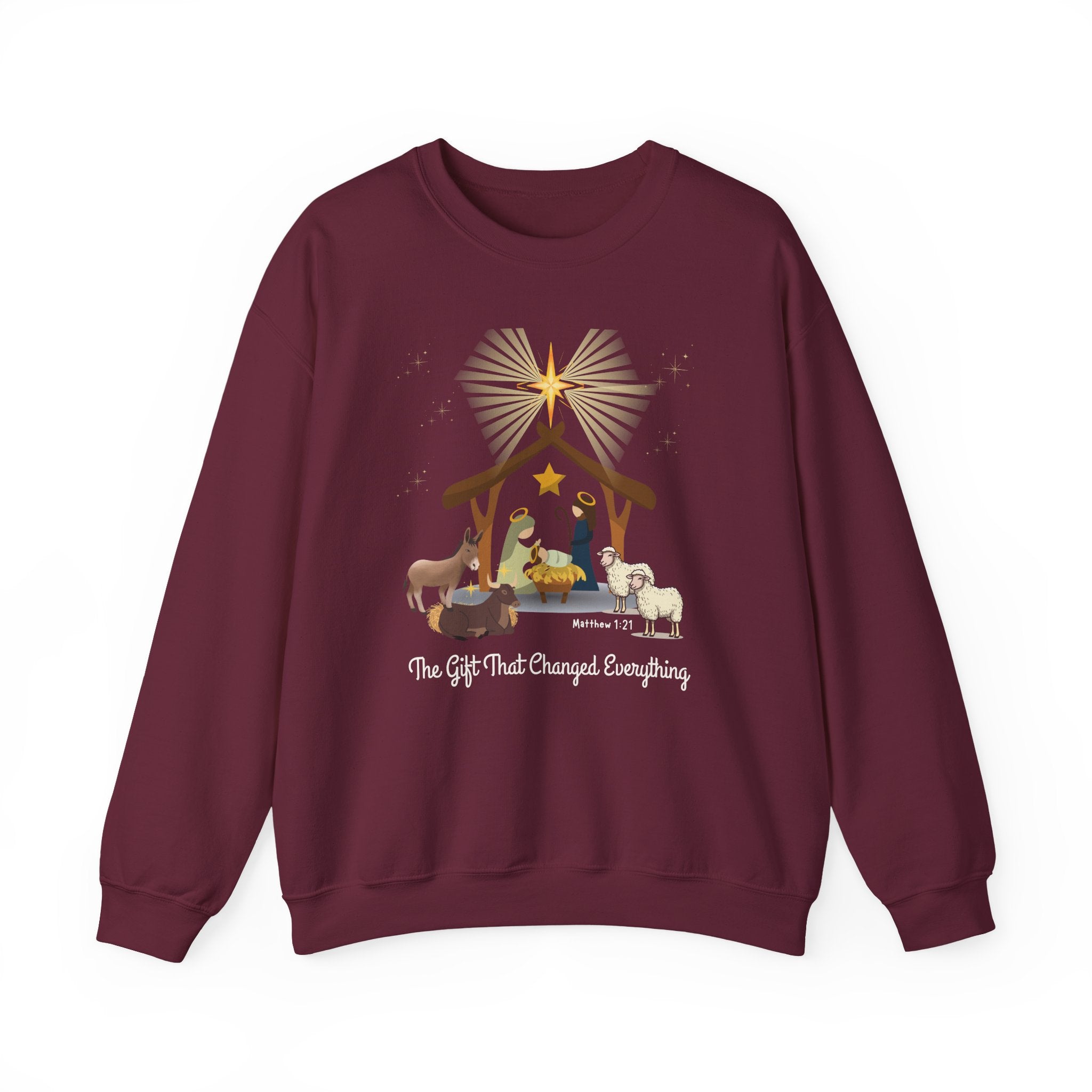 The Gift That Changed Everything Sweatshirt | Christian Nativity Christmas Crewneck | Religious Holiday Sweater