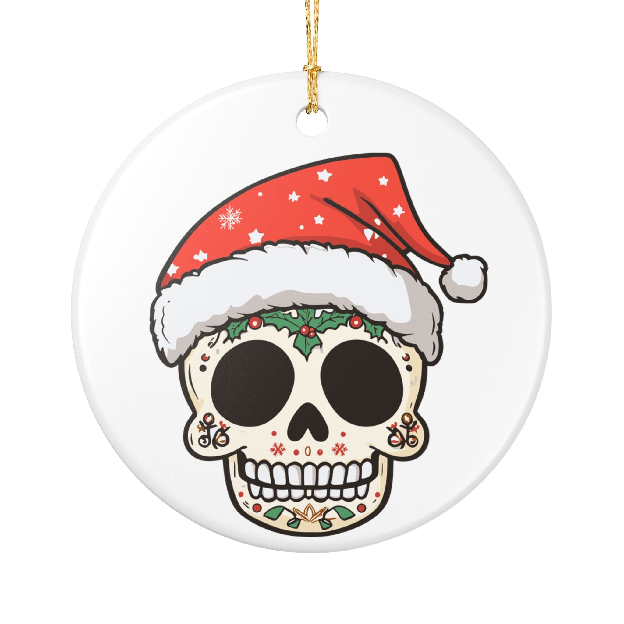 Skull Head Christmas Ornament|White Ceramic