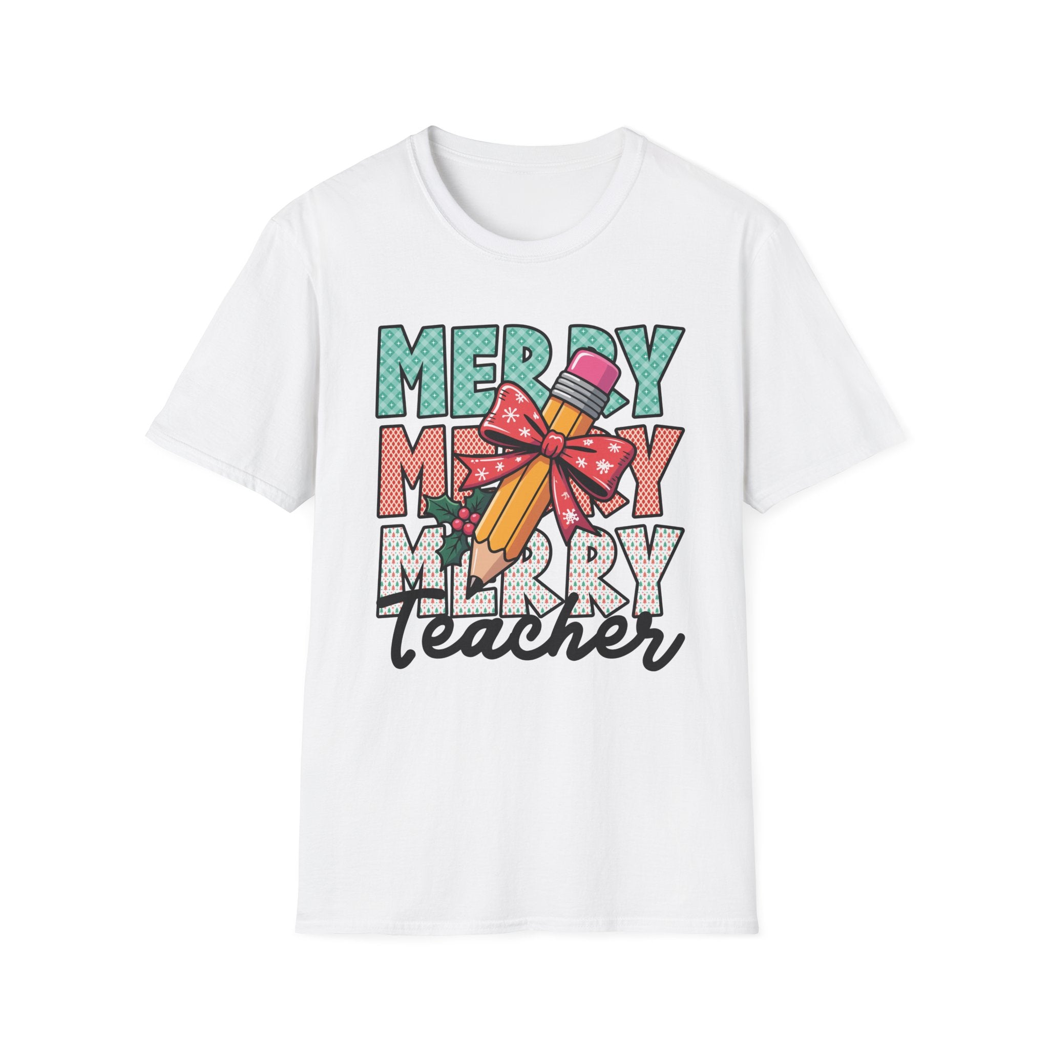 Merry Merry Merry Teacher Christmas Shirt – Cute Holiday Graphic Tee for Educators