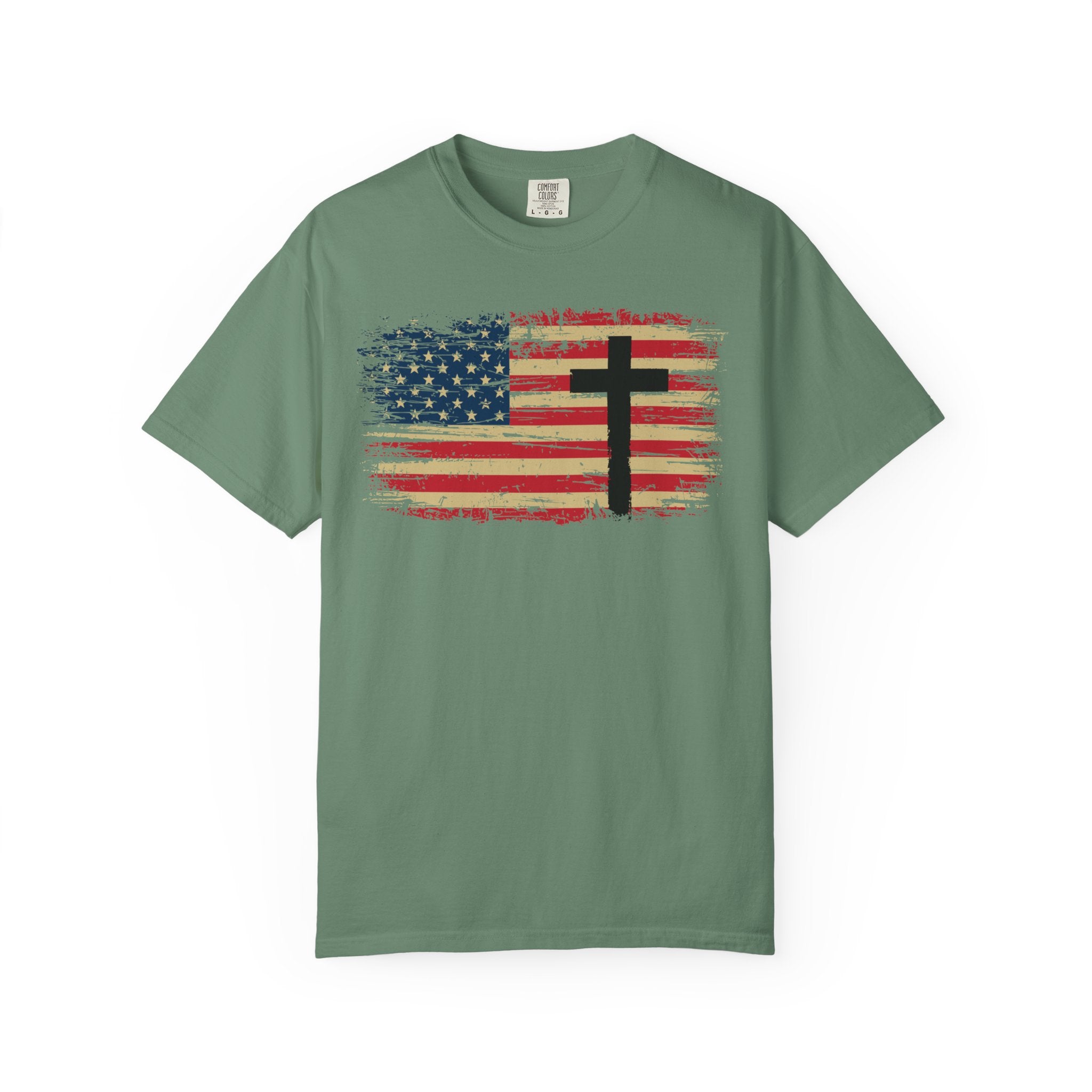 American Flag Cross Christian T-Shirt – Faith & Freedom Patriotic Tee