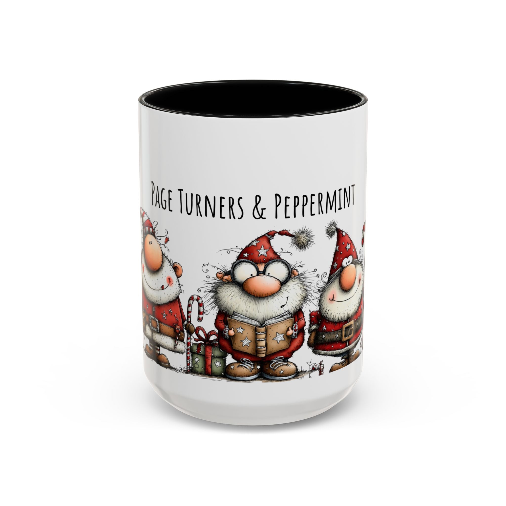 Page Turners & Peppermint Santa Mug – Cute Christmas Mug for Book Lovers