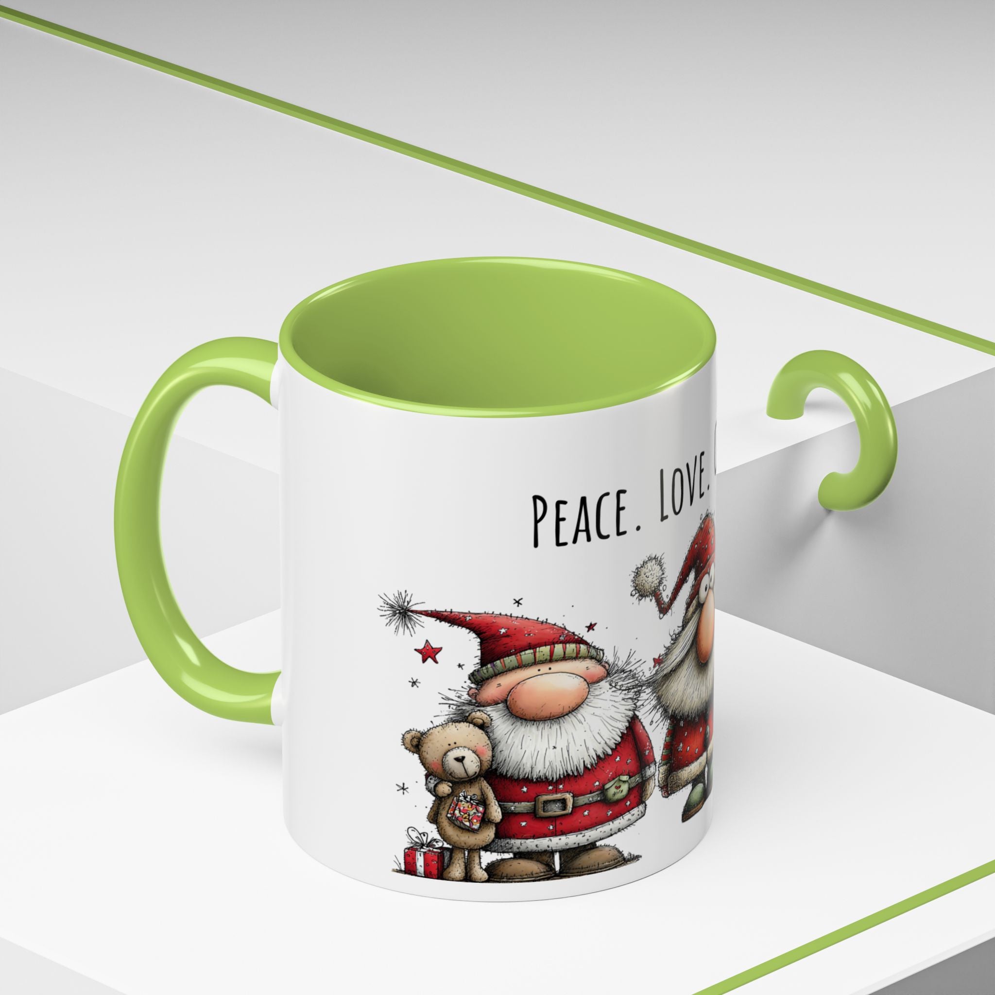 Peace Love Caffeine Santa Mug – Cozy Christmas Coffee Cup