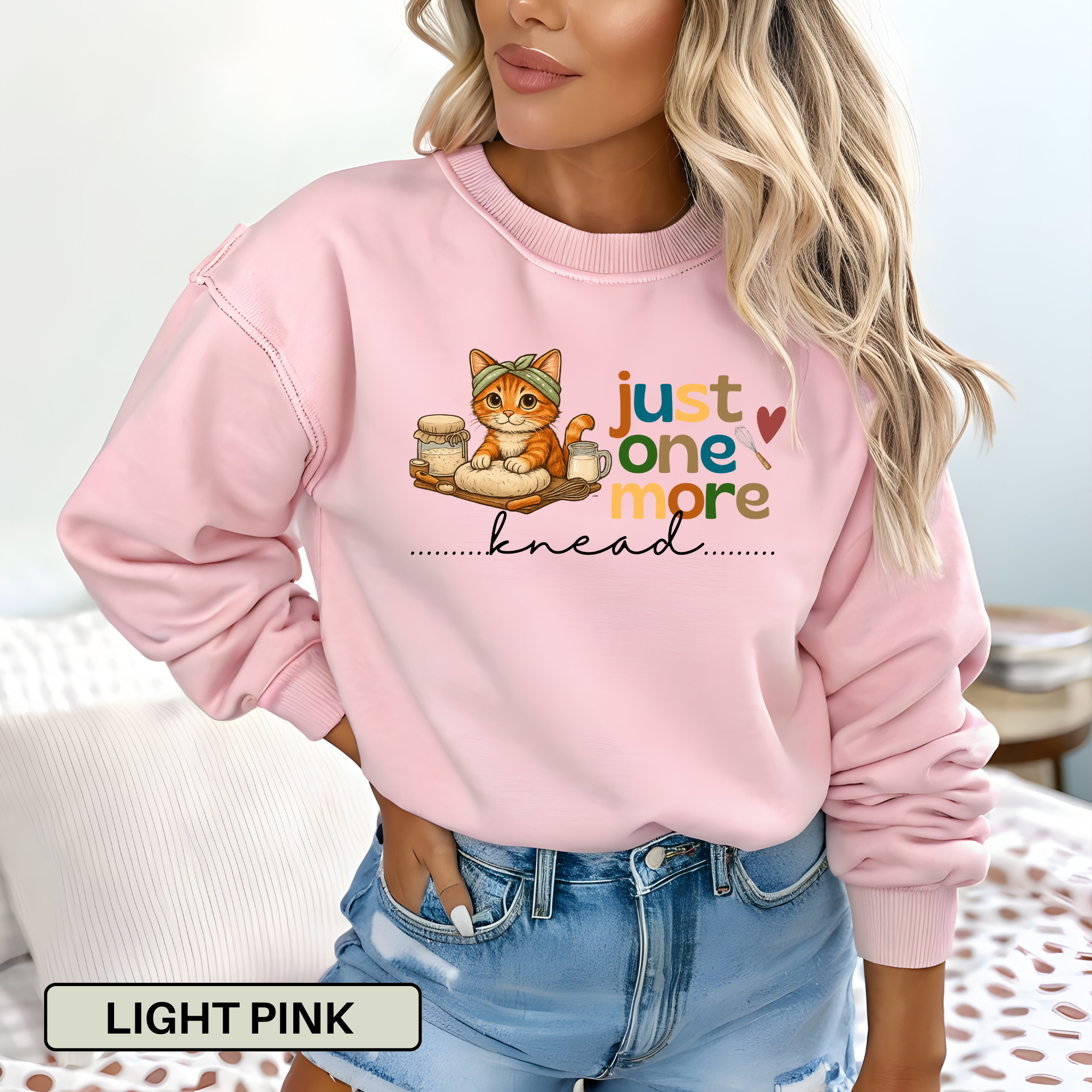 Just One More Knead – Funny Cat Baking Pun Sweatshirt