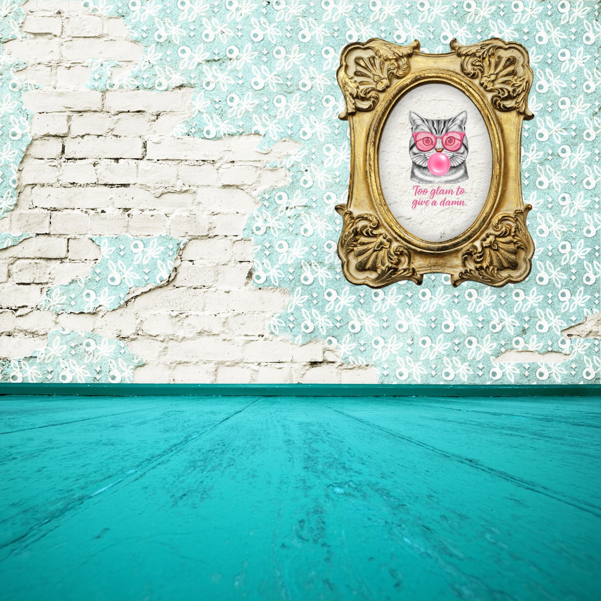 Too Glam to Give a Damn – Funny Cat Wall Art Print