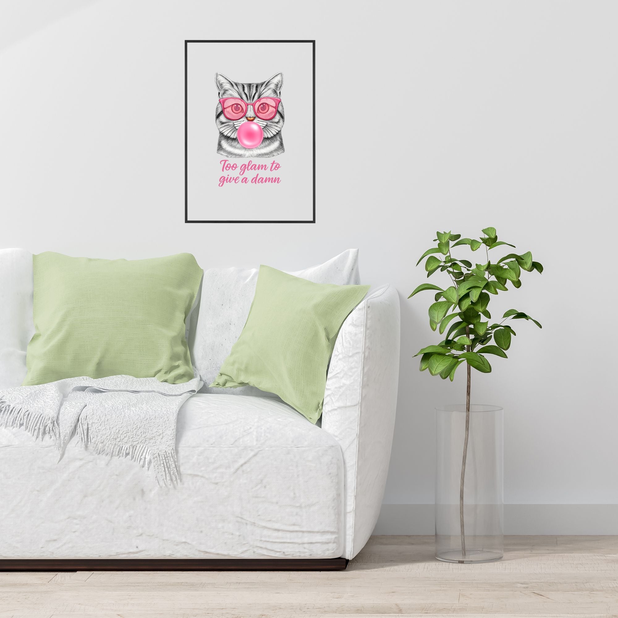 Too Glam to Give a Damn – Funny Cat Wall Art Print
