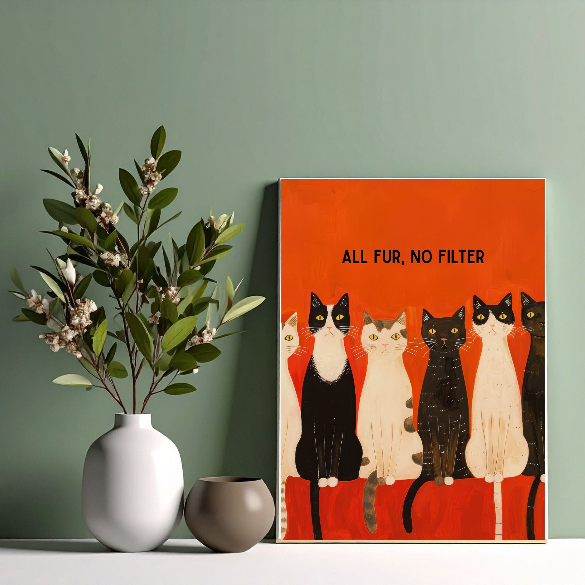 All Fur, No Filter – Funny Cat Wall Art for Modern Spaces