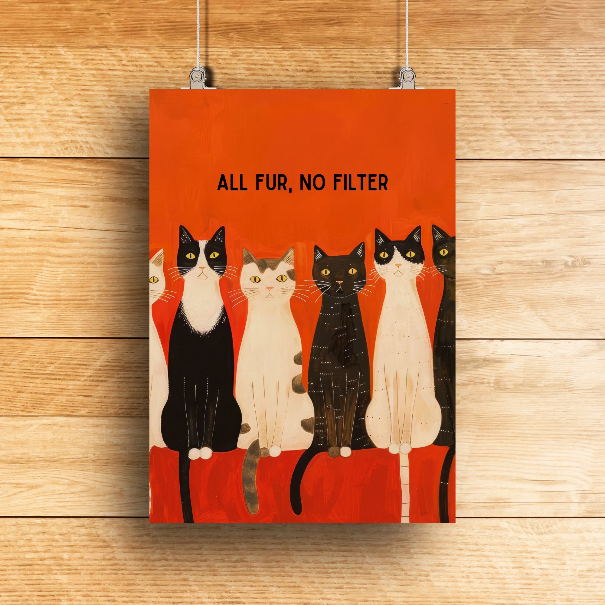 All Fur, No Filter – Funny Cat Wall Art for Modern Spaces