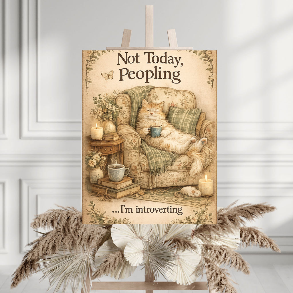 Not Today, Peopling – Funny Introvert Cat Wall Art Printable