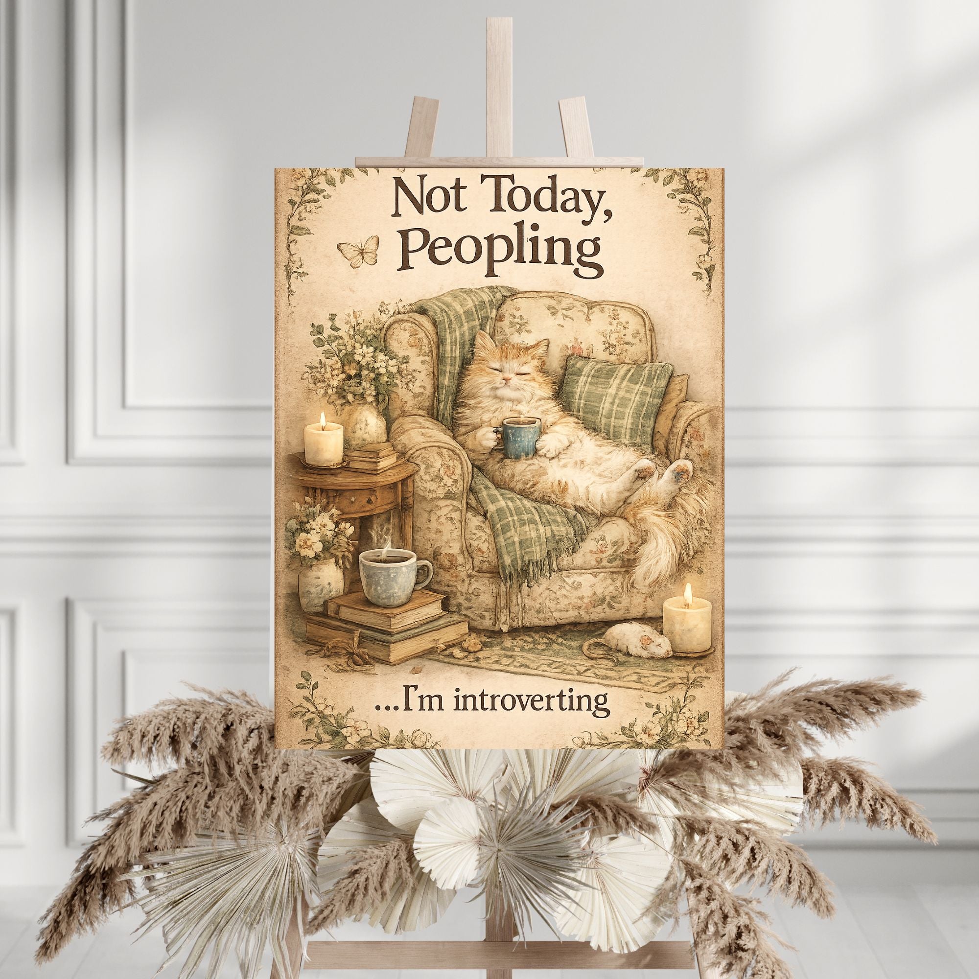 Not Today, Peopling – Funny Introvert Cat Wall Art Printable